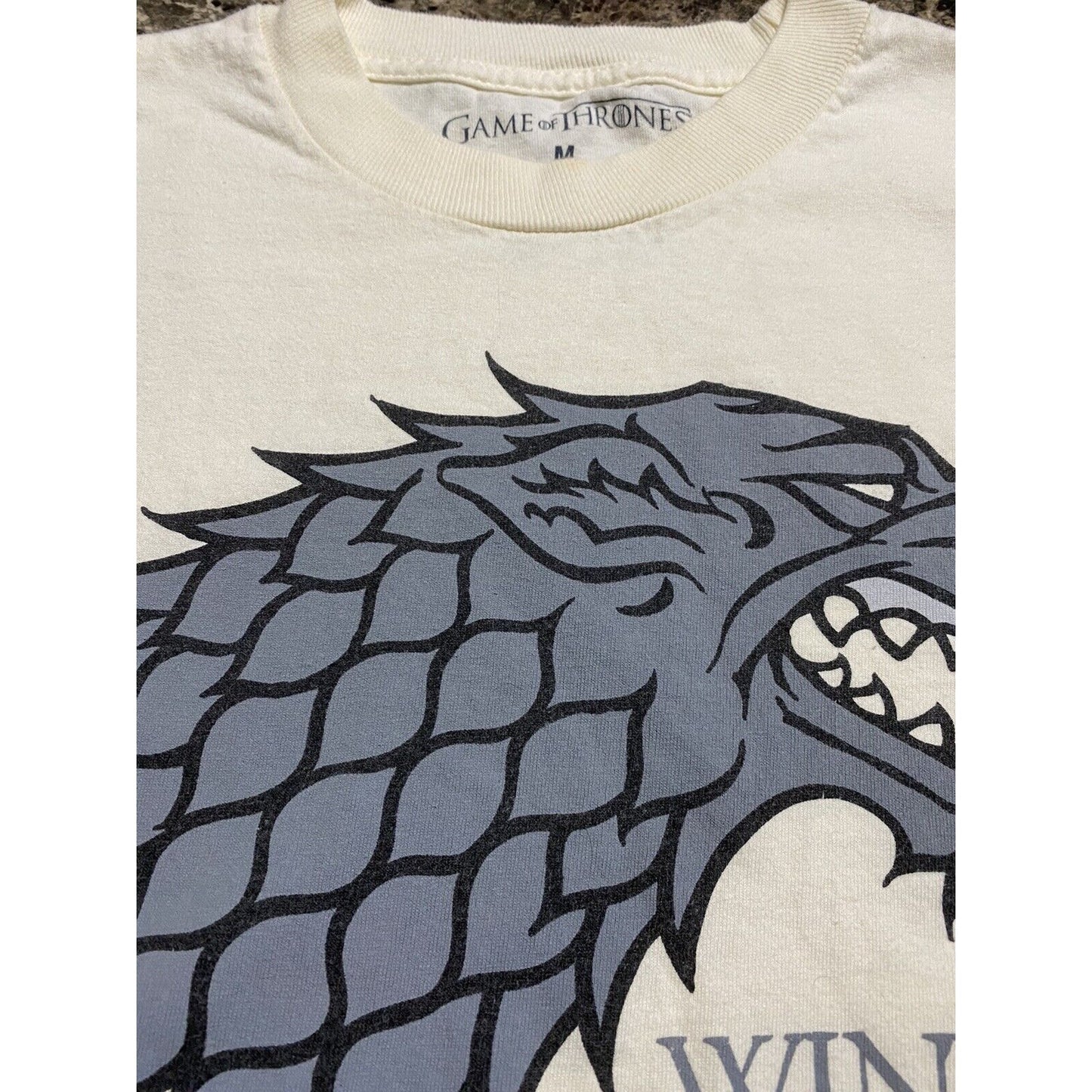 Game of Thrones Winter Is Coming House Stark Cream Men’s Medium Cotton Shirt