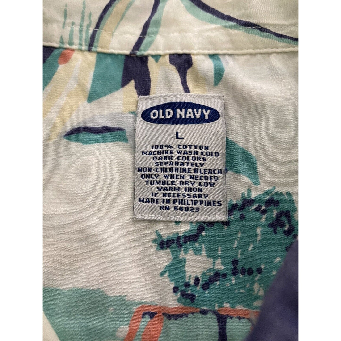 Old Navy White Summer Prints Sailing Boats Island Men’s Large Button-down Shirt