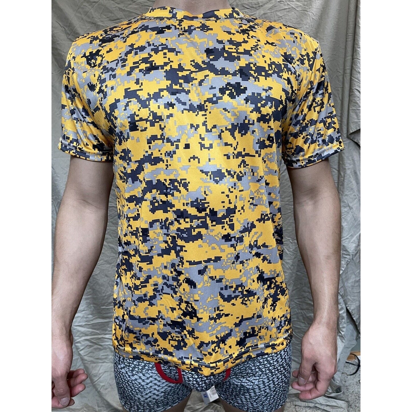 Boy's Youth Large Digi Camo Alleson Athletic Orange Compression Workout Shirt