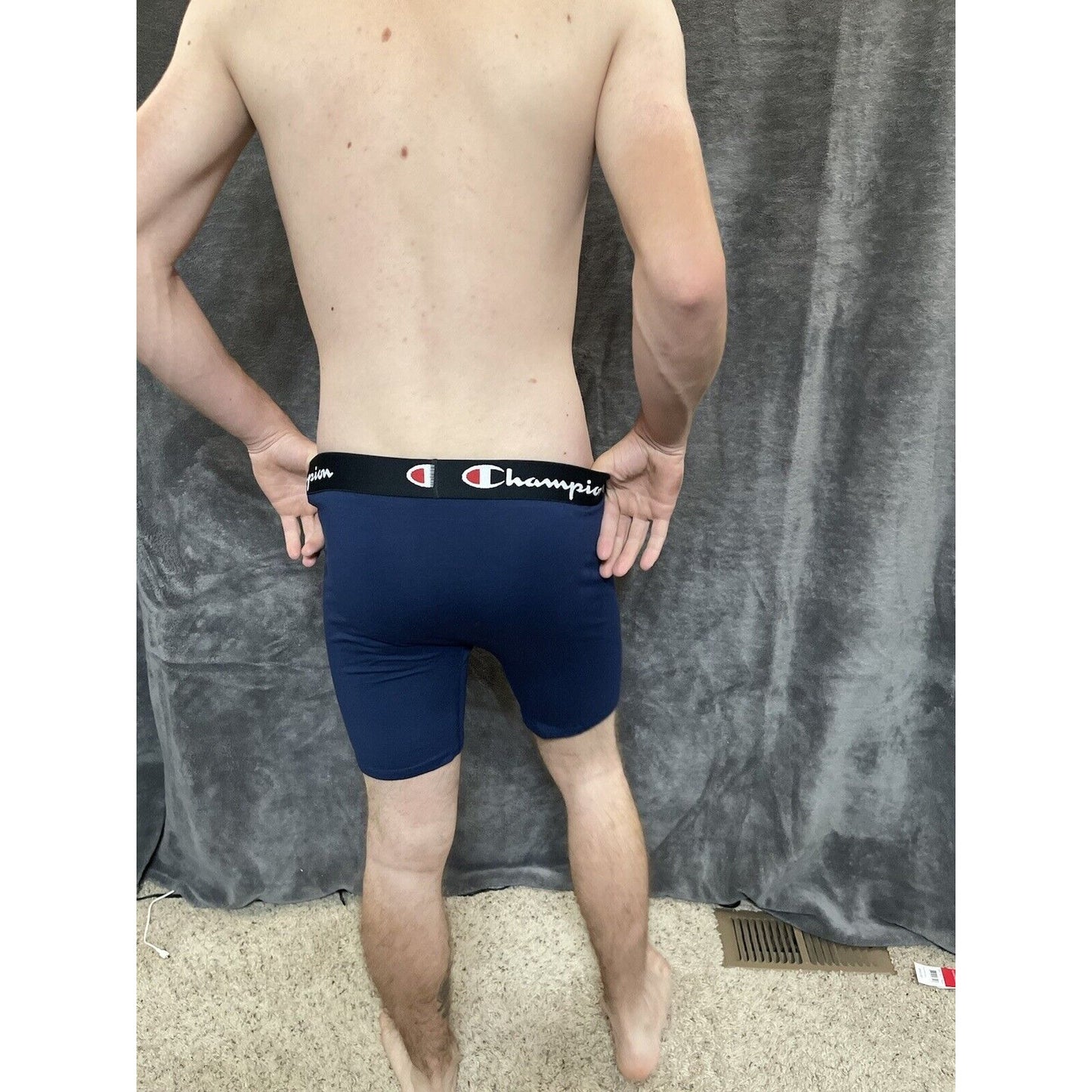 men's dark blue champion medium red lines boxer brief