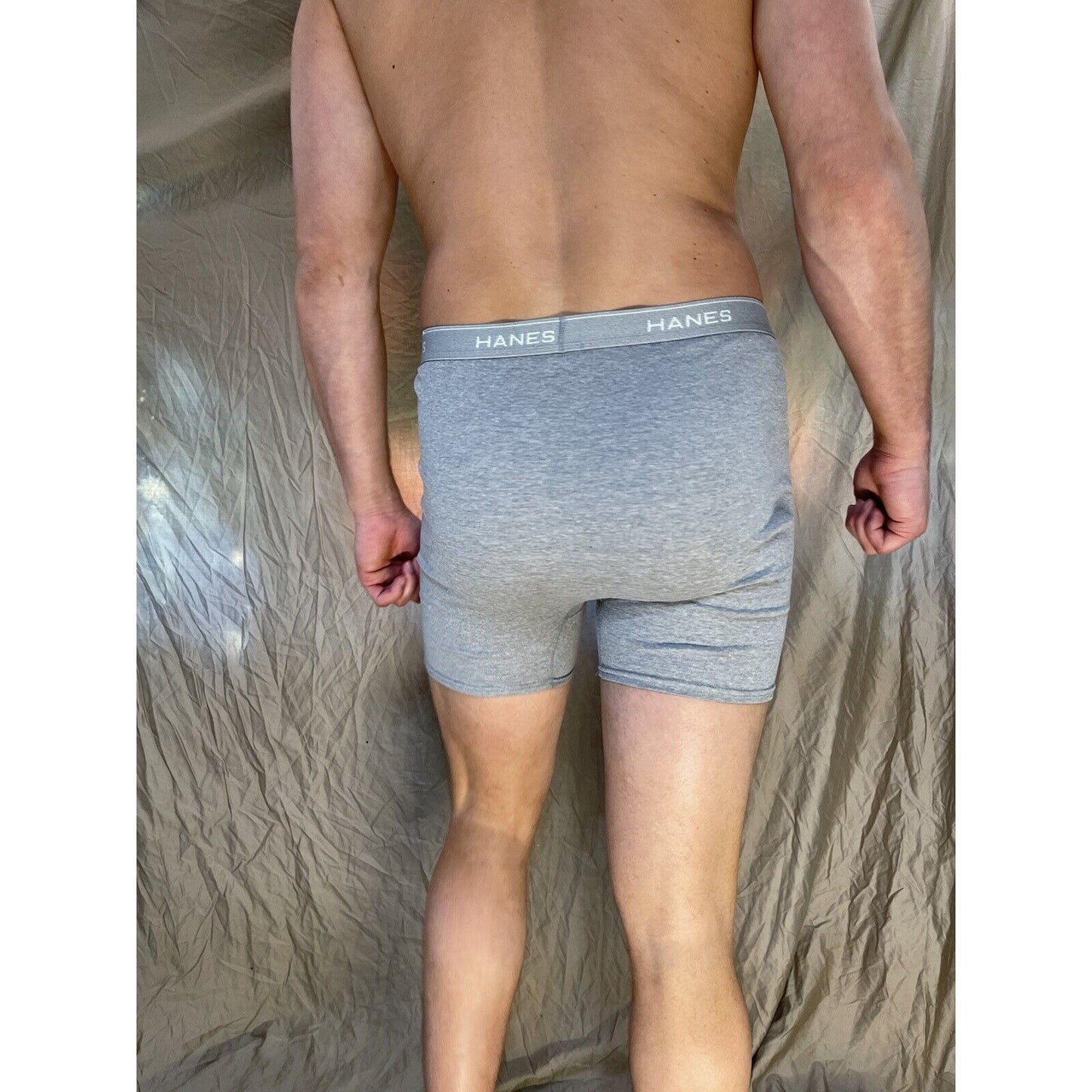 men's hanes Gray boxer brief comfort flex large