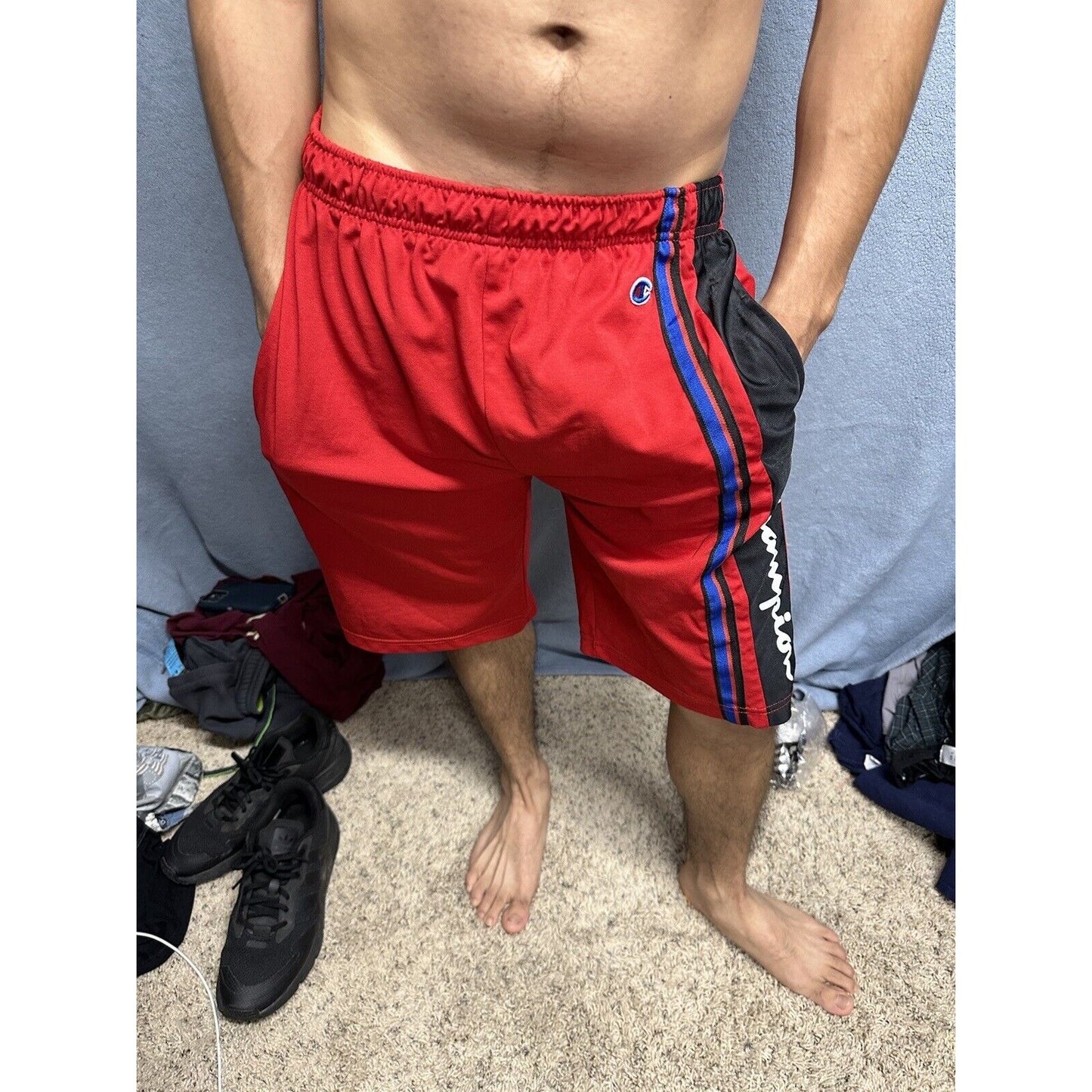 Men’s Red Champion Performance Shorts With Pockets No String