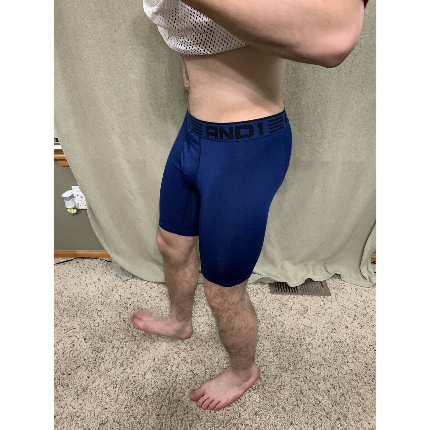 Men’s Blue With Black Band Medium AND1 Compression Performance Boxer Briefs