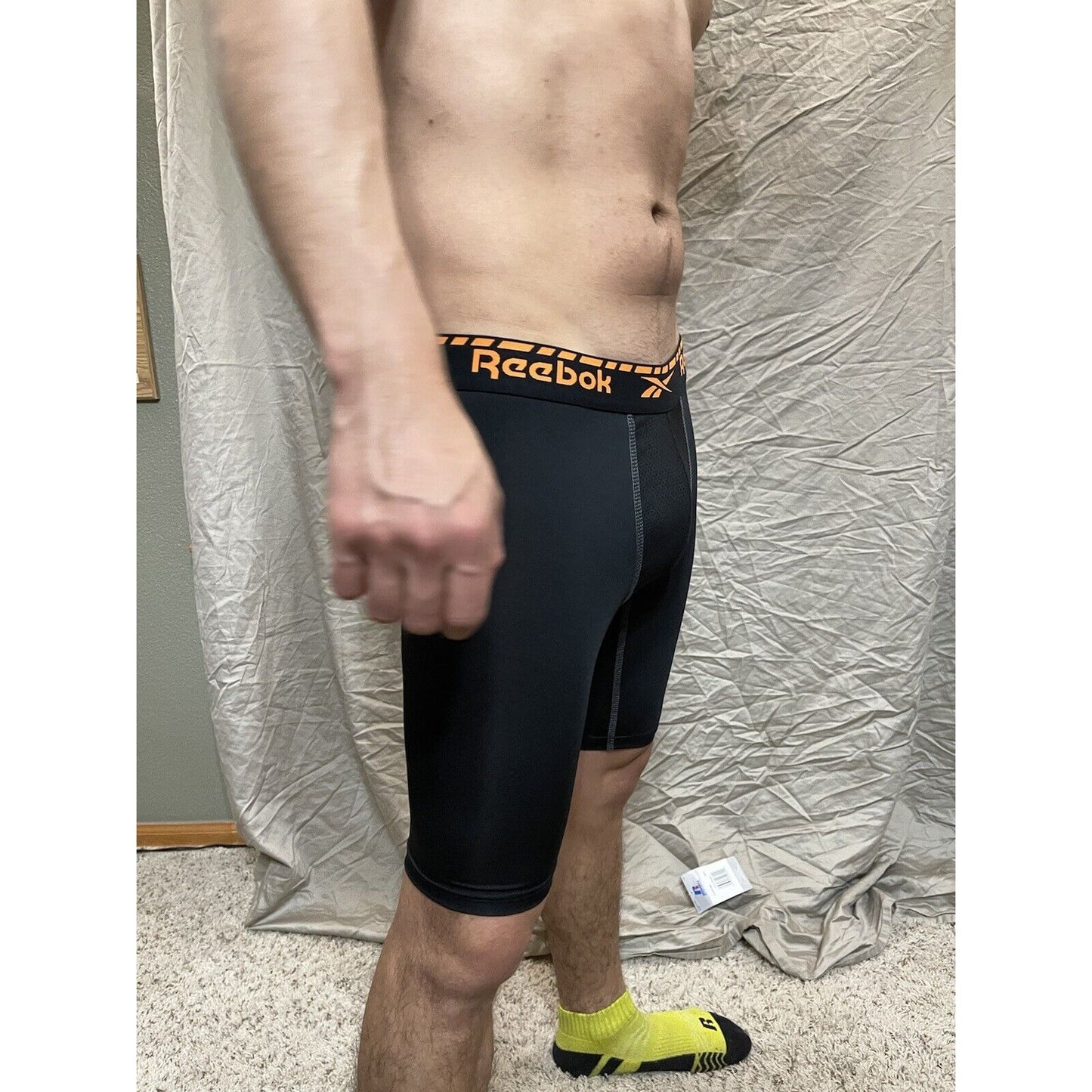 men's black reebok medium orange band compression Boxer Shorts