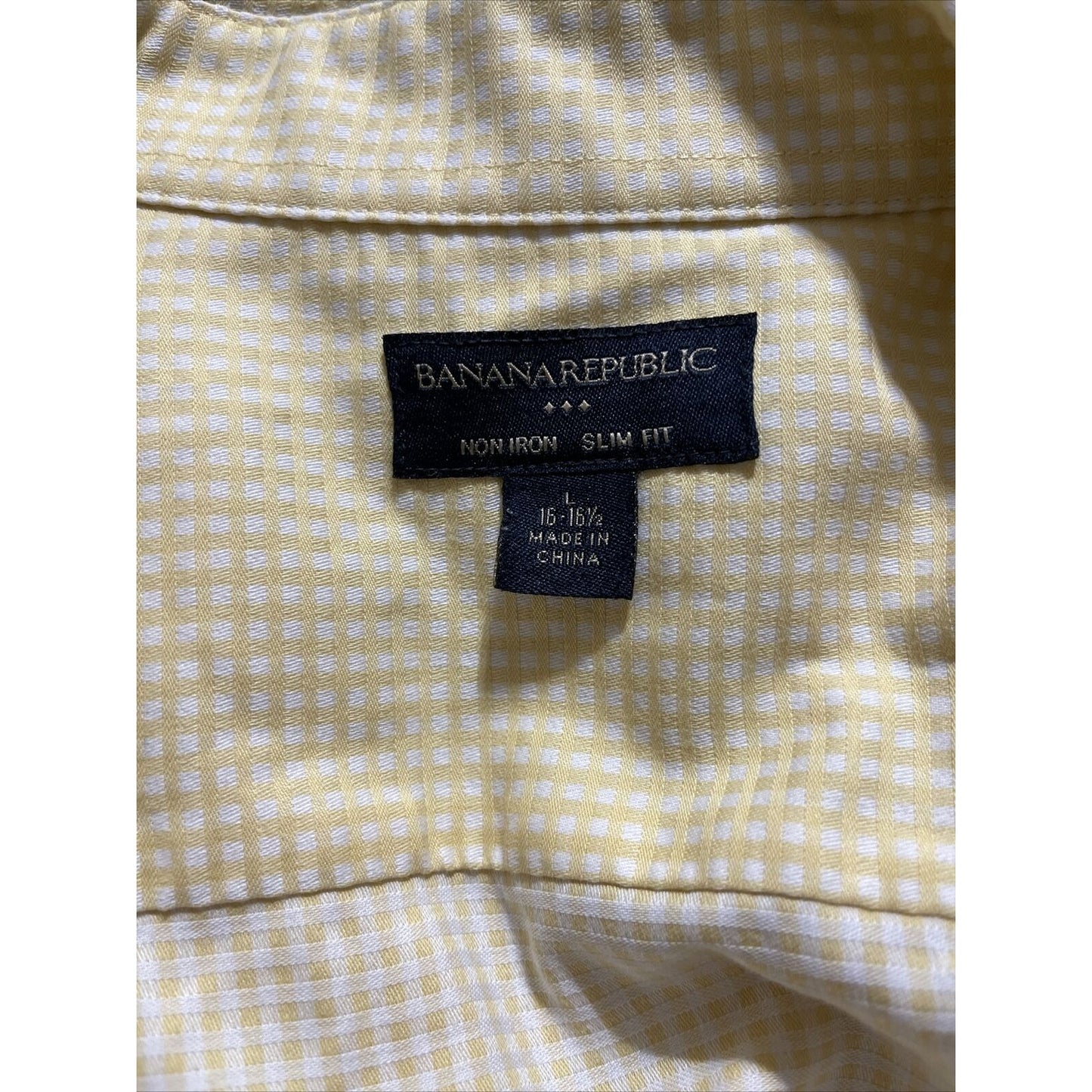 Men’s Banana Republic Slim Fit large 16 16.5 Long Sleeve Button up Yellow plaid