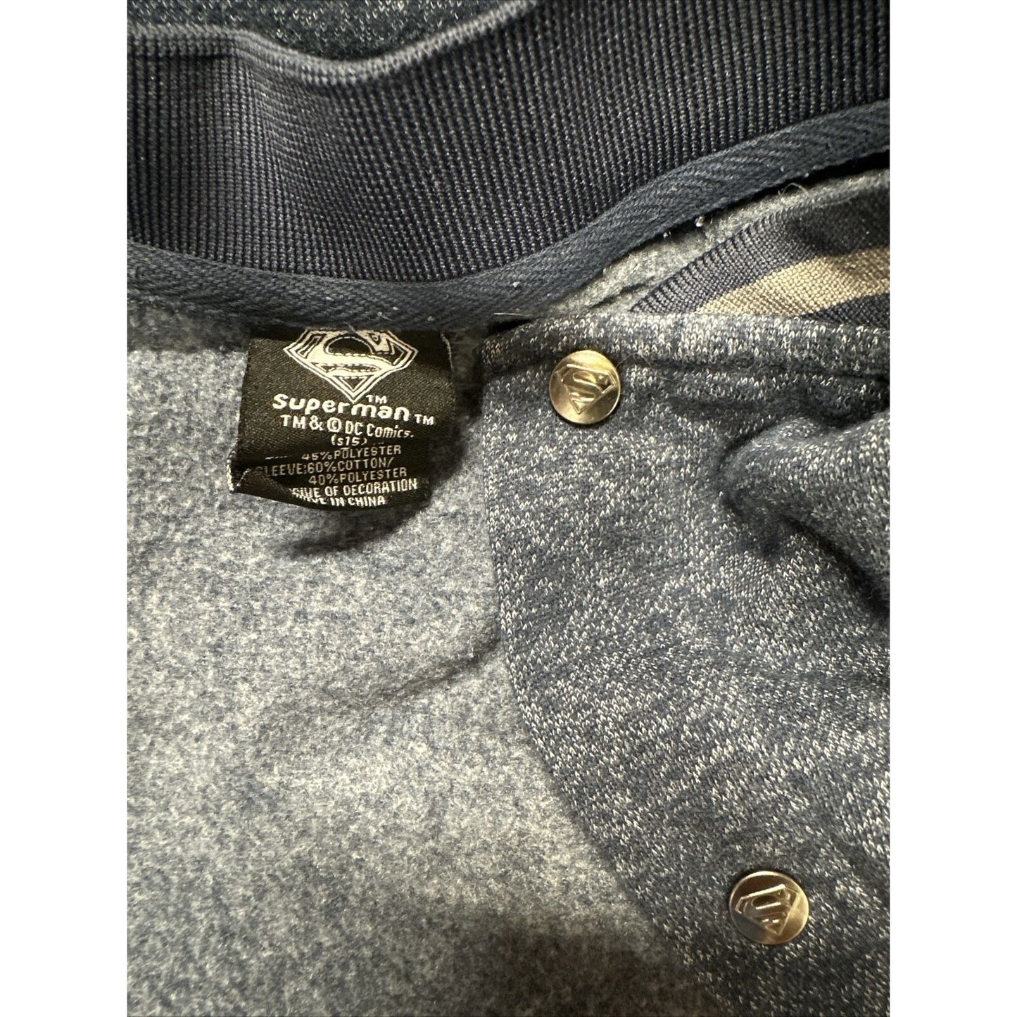 Men’s Superman DC Comics Blue Superman Snap Up Jacket Small