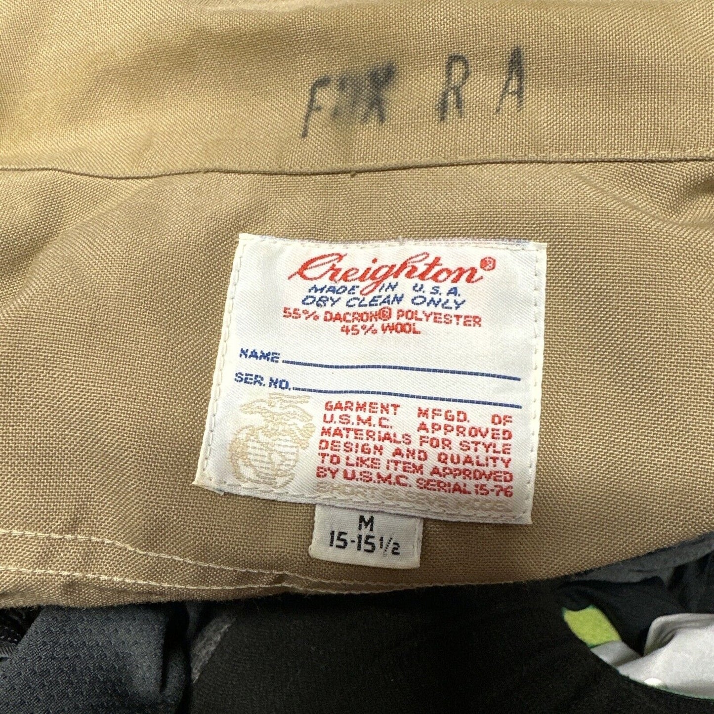 Usmc Marine Corps Khaki Creighton Button Up Uniform Shirt Medium 15-15.5