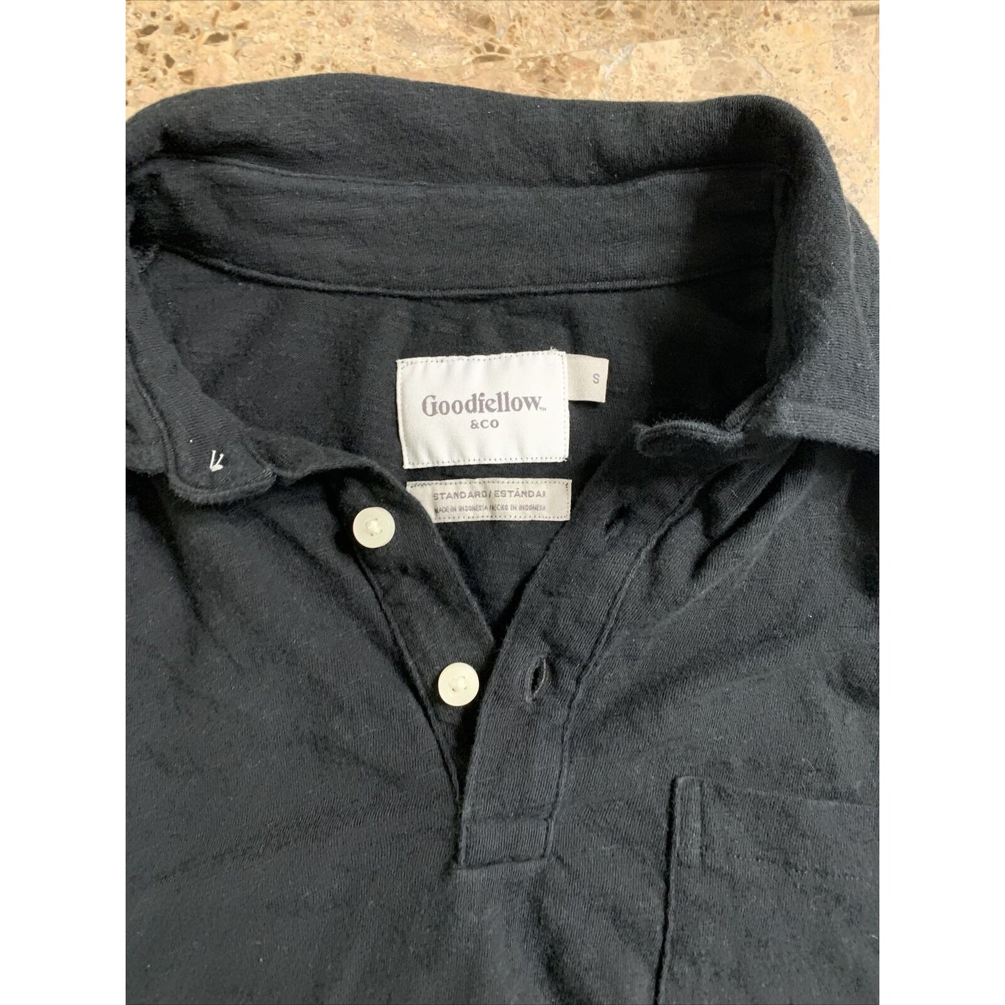 GOODFELLOW & CO BLACK SHORT SLEEVE MEN'S POLO SIZE SMALL