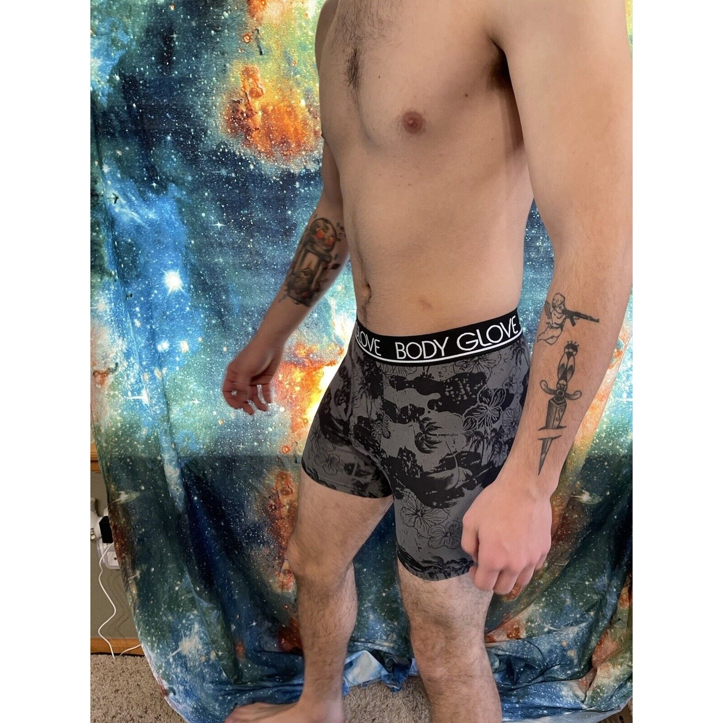 men's body glove black floral medium compression shorts New And Unworn