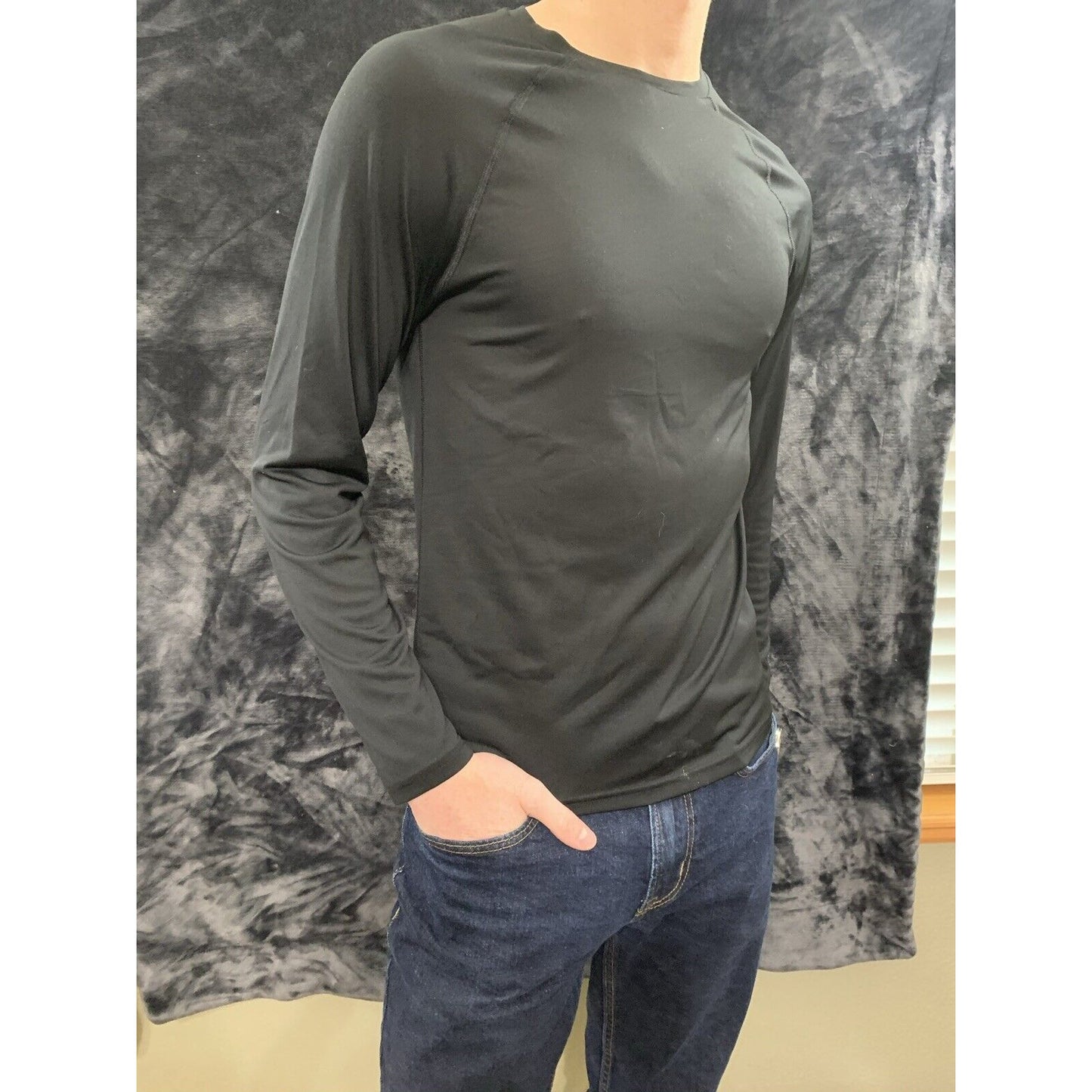 Champion Black Men’s Small Polyester Long Sleeves Shirt
