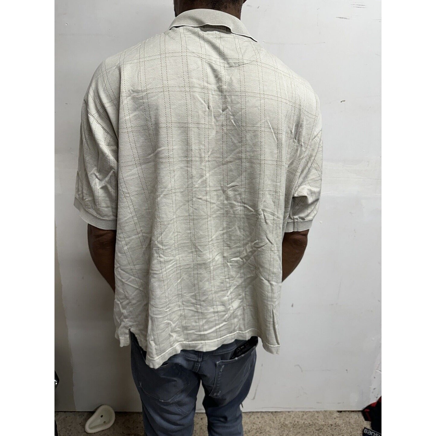 Men’s Beige Geoffrey Beene Large Polo Shirt Double mercerized