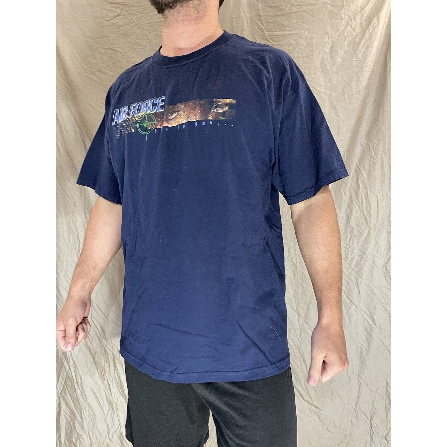 men's navy blue air force short sleeve t-shirt XL