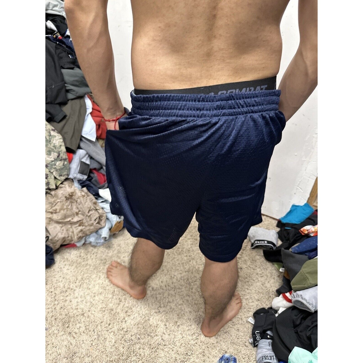 Men’s Dark Blue Starter Large Athletic Shorts With Pockets