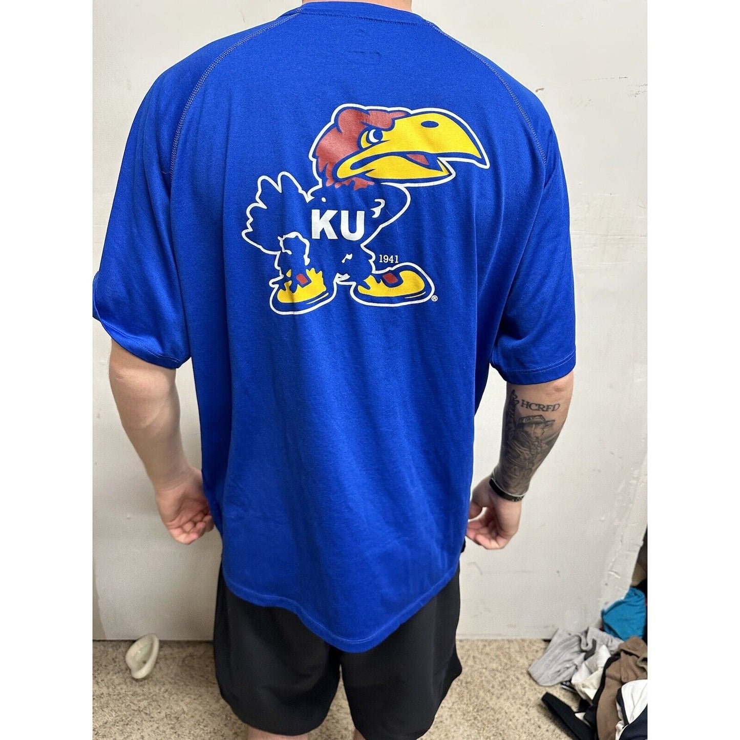Men’s Medium Kansas Football Medium Adidas Climalite Tshirt