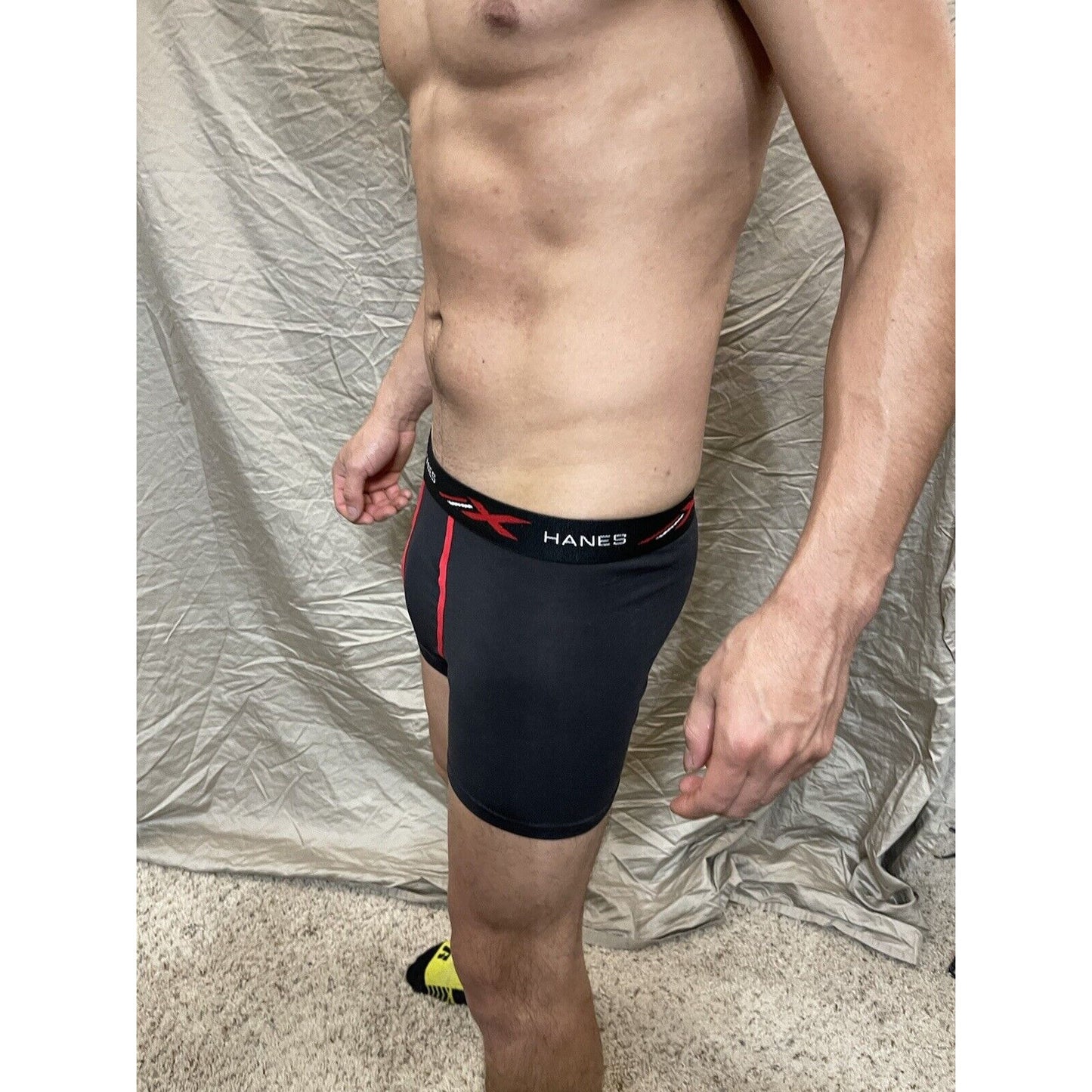 boy's youth large hanes x-temp black and red boxer briefs