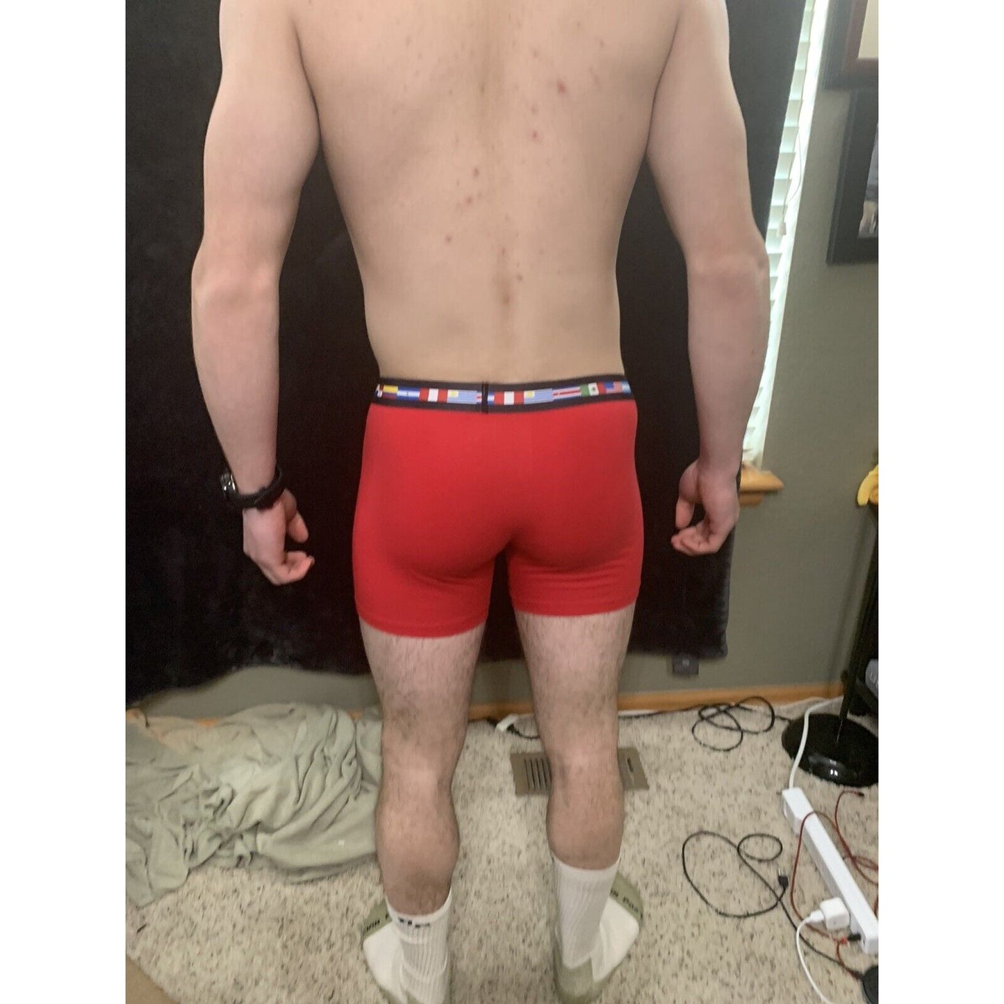 Men’s Papi Medium Boxer Briefs Red 5% Spandex