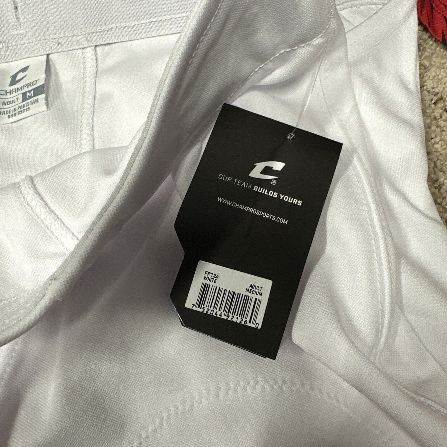 Champro Touchback Non-Integrated (No Pads) Football Pants Adult Medium White