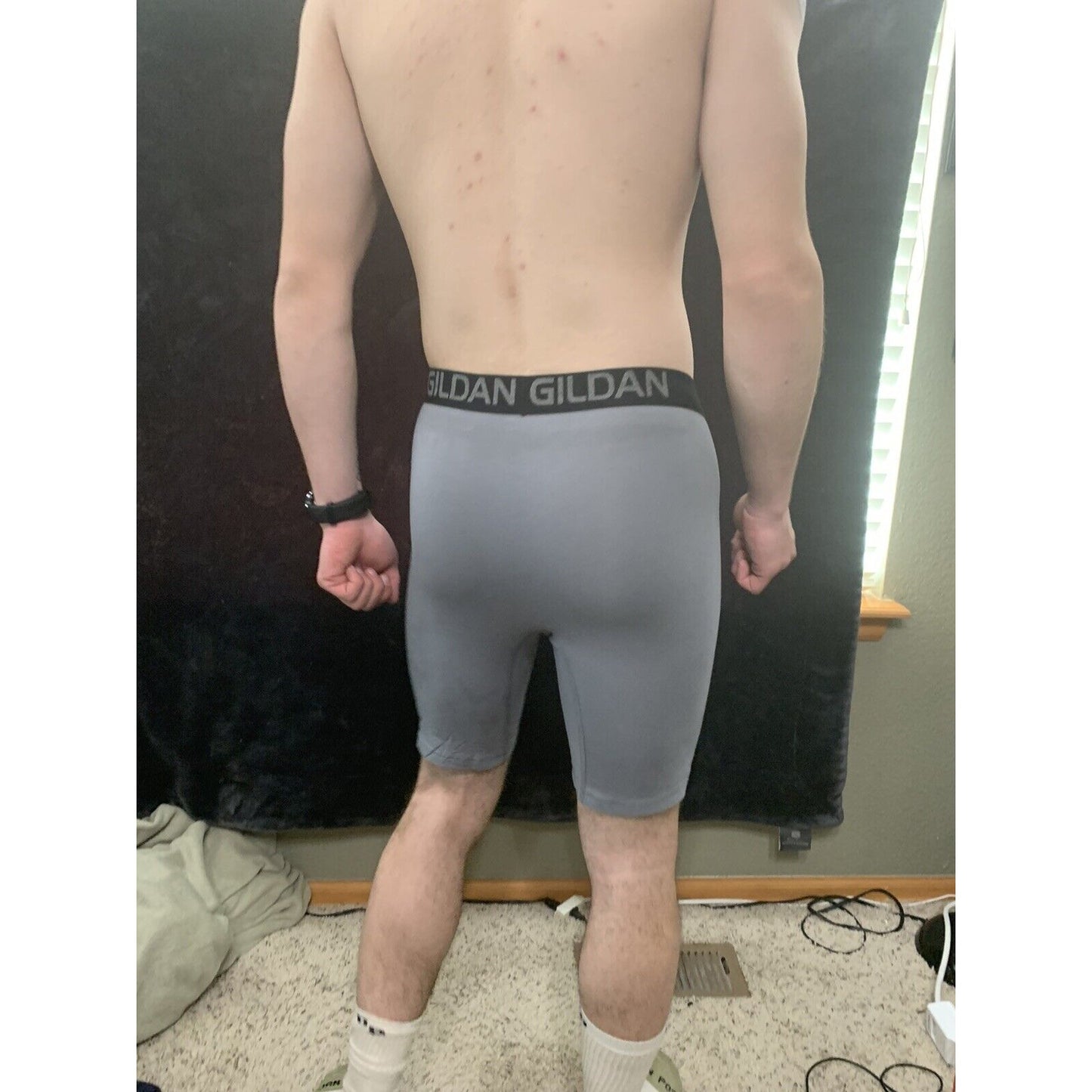 Men’s Gildan Medium Boxer Briefs Gray 5% Spandex