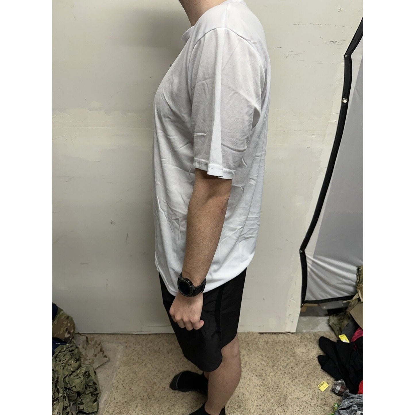 Men’s White Poly TKO Large Short Sleeve Workout Shirt
