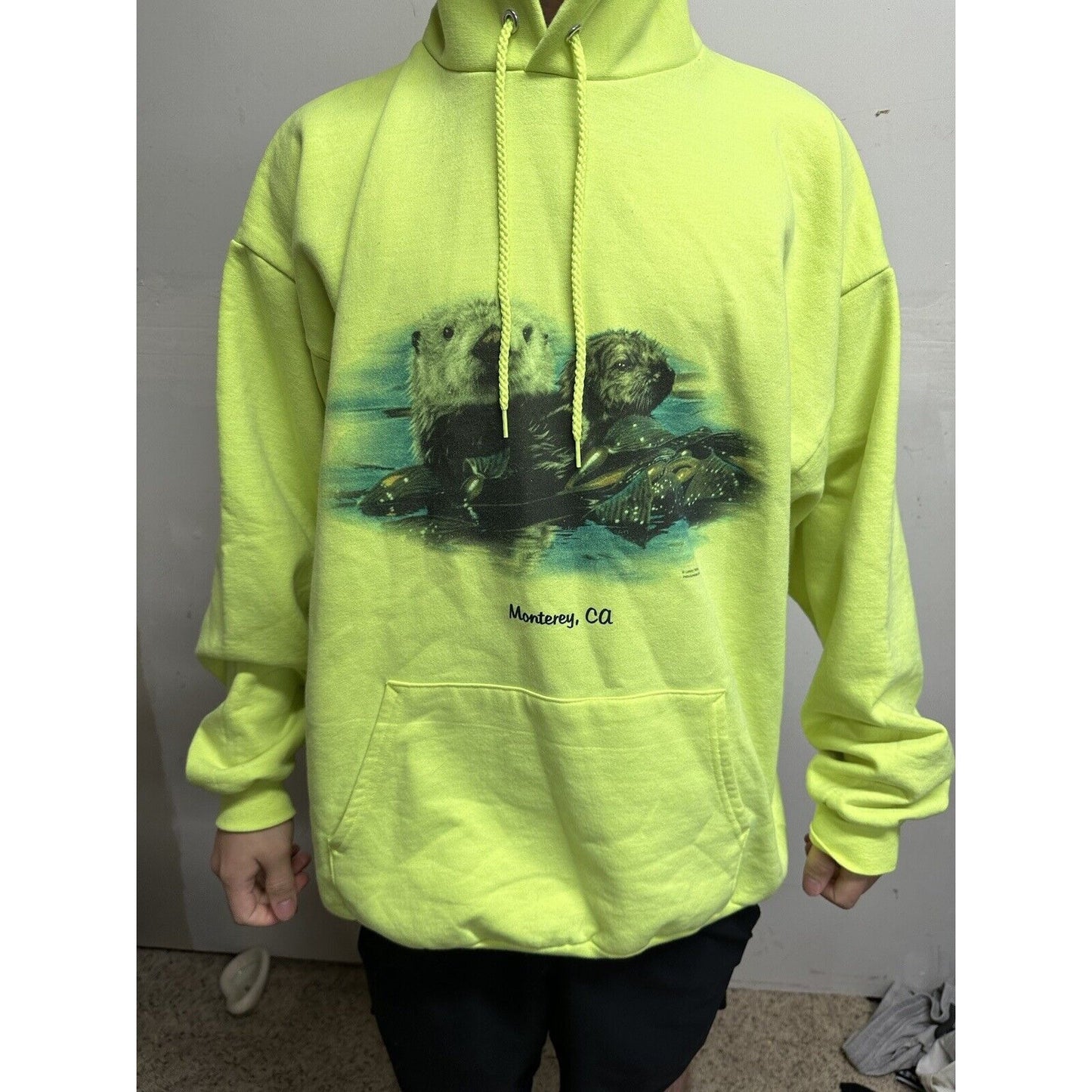 Men’s Neon Yellow Monterey California XXL Hoodie Pullover