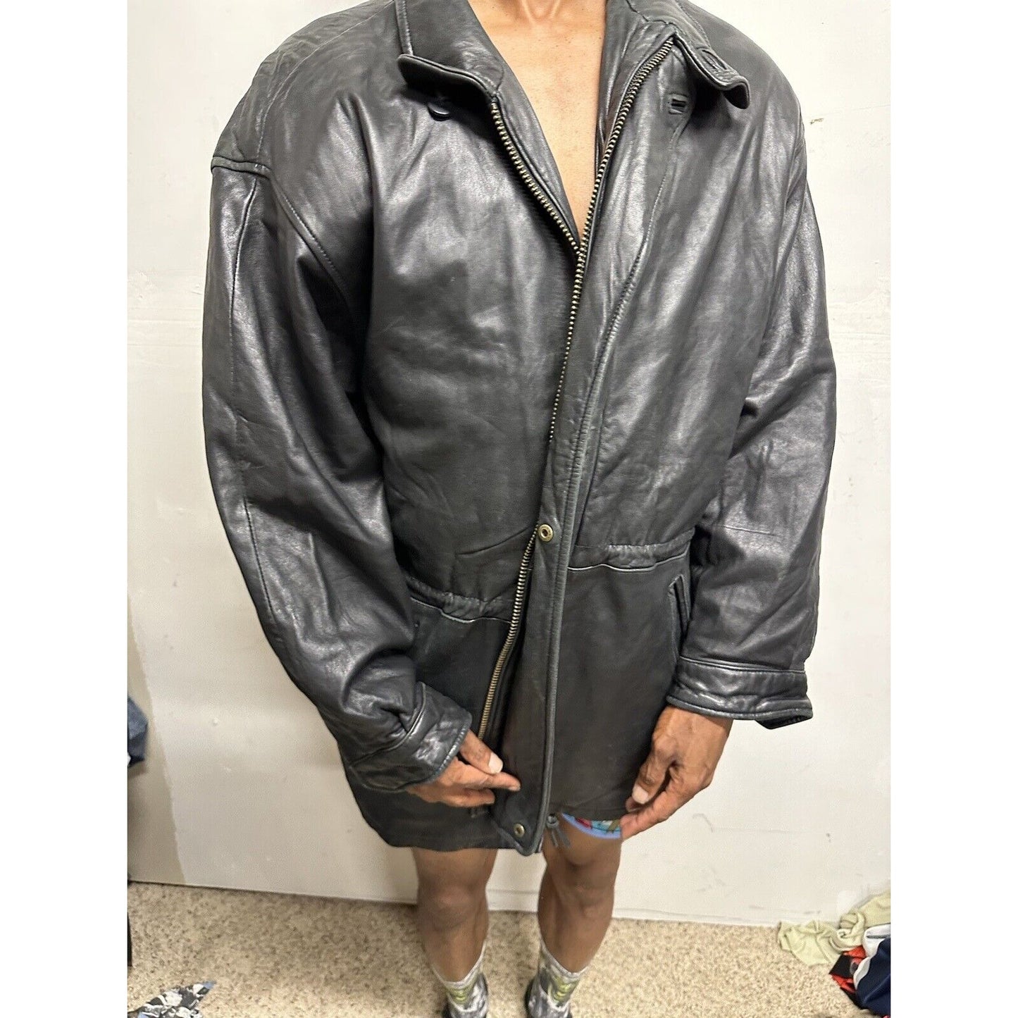 Men’s Large Black Bachrach Genuine Leather Jacket