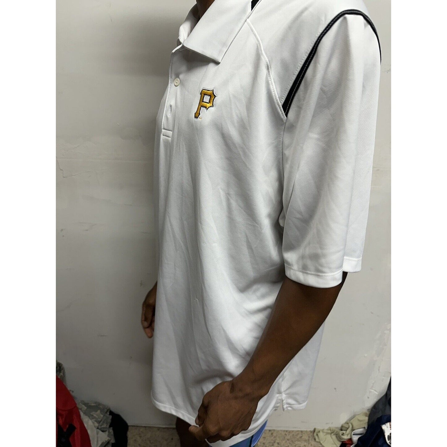 Men’s White Nike XXL Pittsburgh Pirates Dri Fit Polo Short Sleeve Shirt