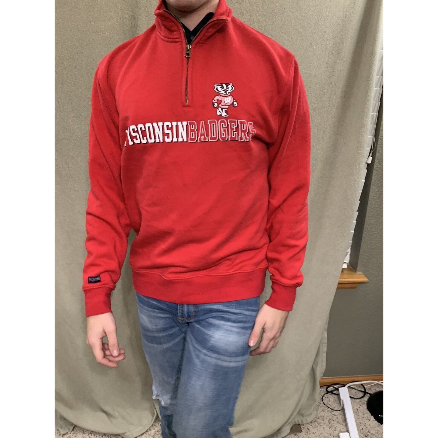 Vintage Wisconsin Badgers Soft Hoodie Sweatshirt Red Jansport Medium