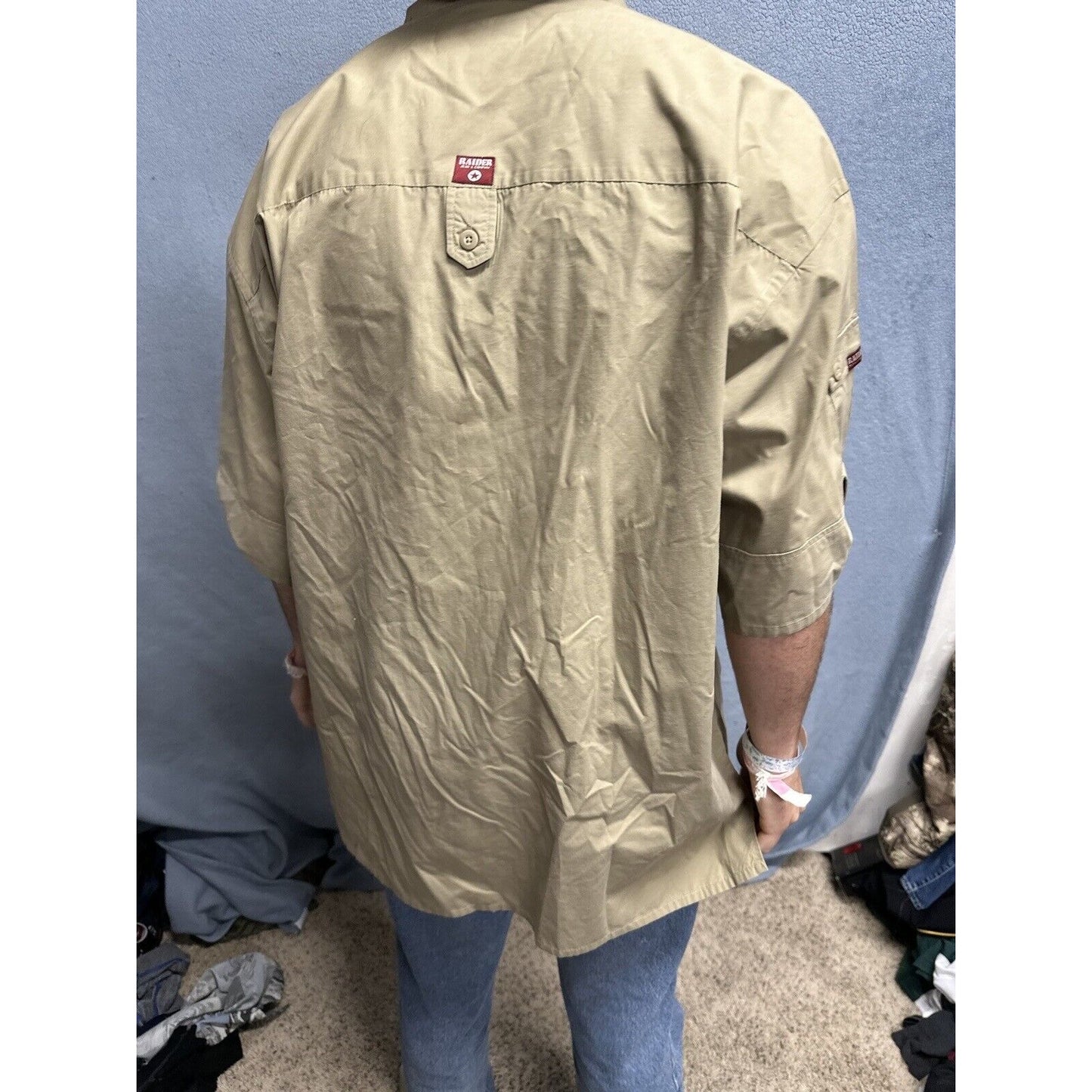 Men’s Khaki Raider Jean Company Large Short Sleeve Button Up Shirt