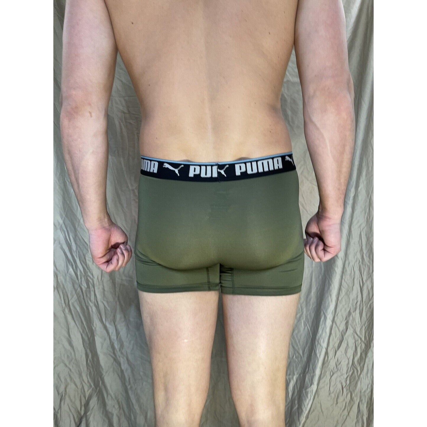 men's olive green puma compression boxer briefs Small