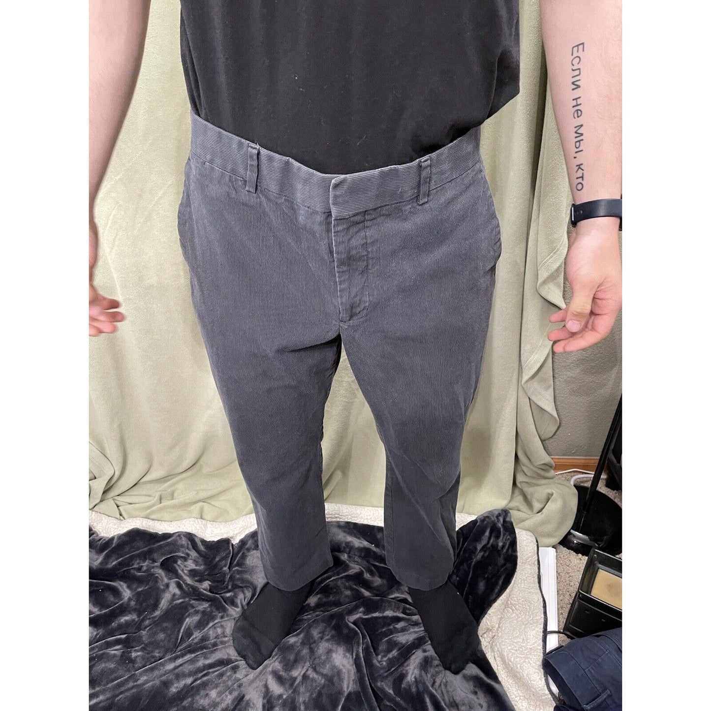 Express Producer Mens Dress Pants Size 34x30 Gray Cotton