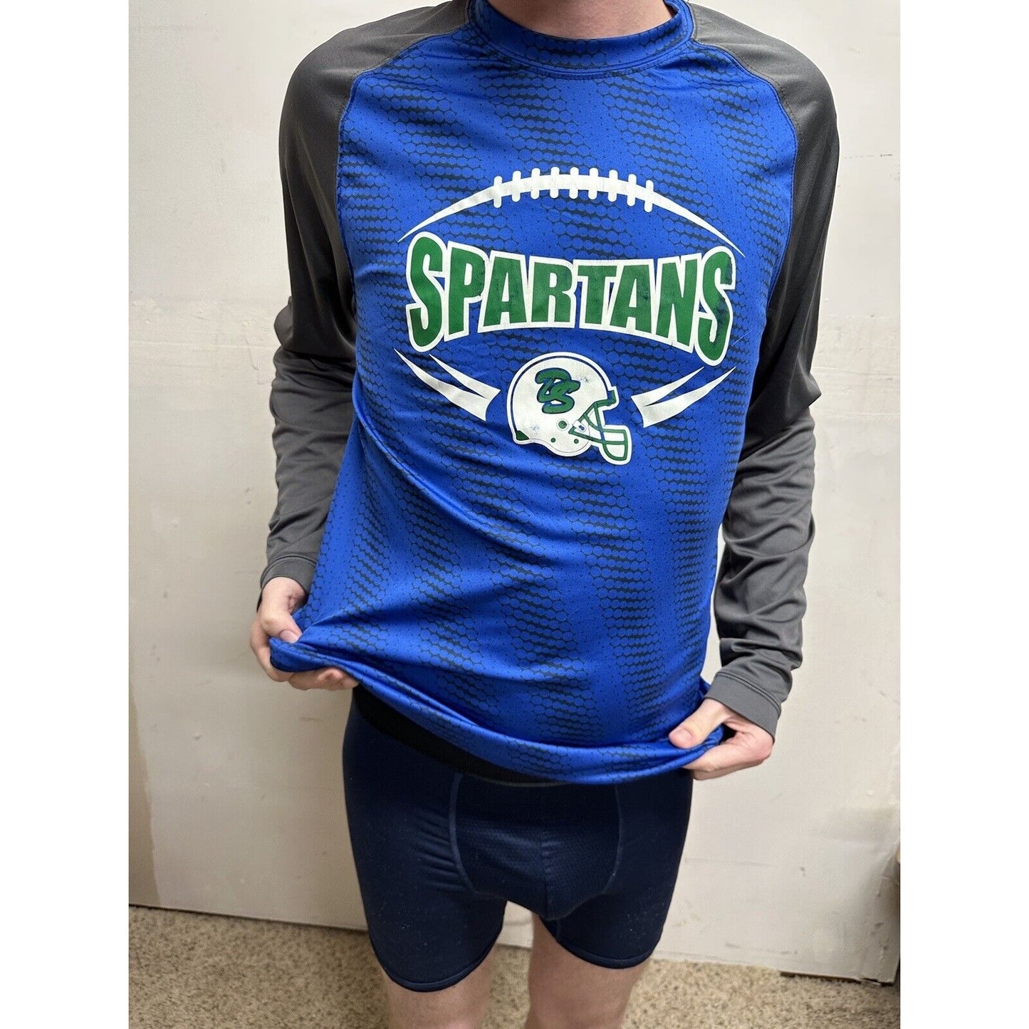 men’s doherty spartans football long sleeve pullover shirt adult large colroado
