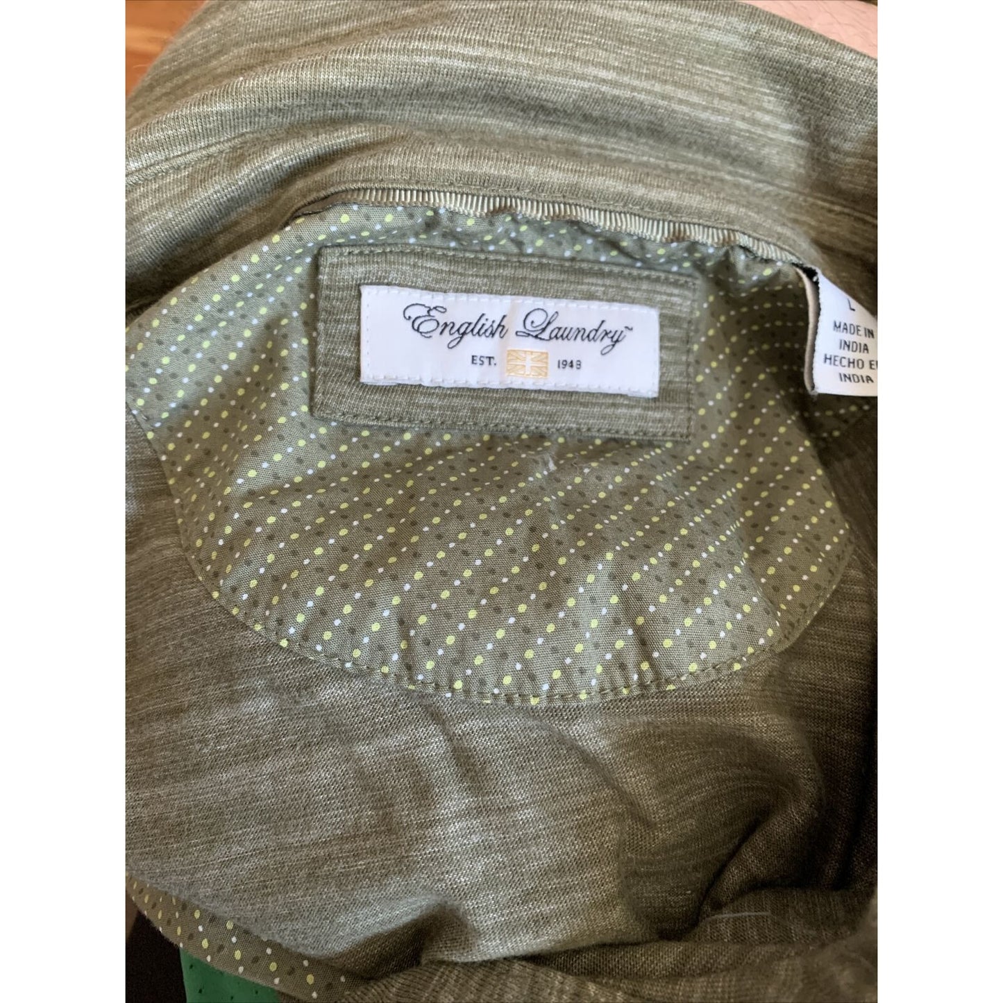 English Laundry Mens Short Sleeve Cotton Polo Shirt Size Large Olive Green