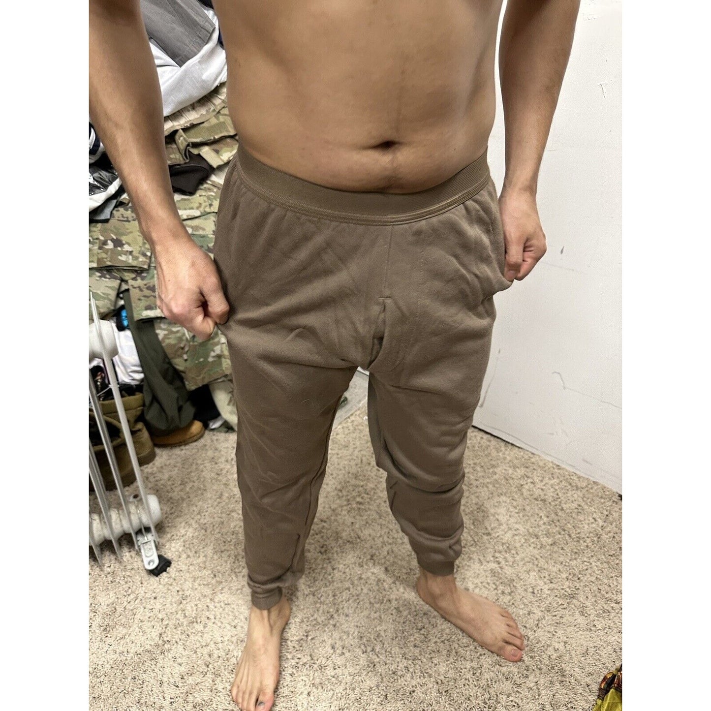 Men’s Cold Weather Brown Drawers Large Thermal Army Air Force Pants