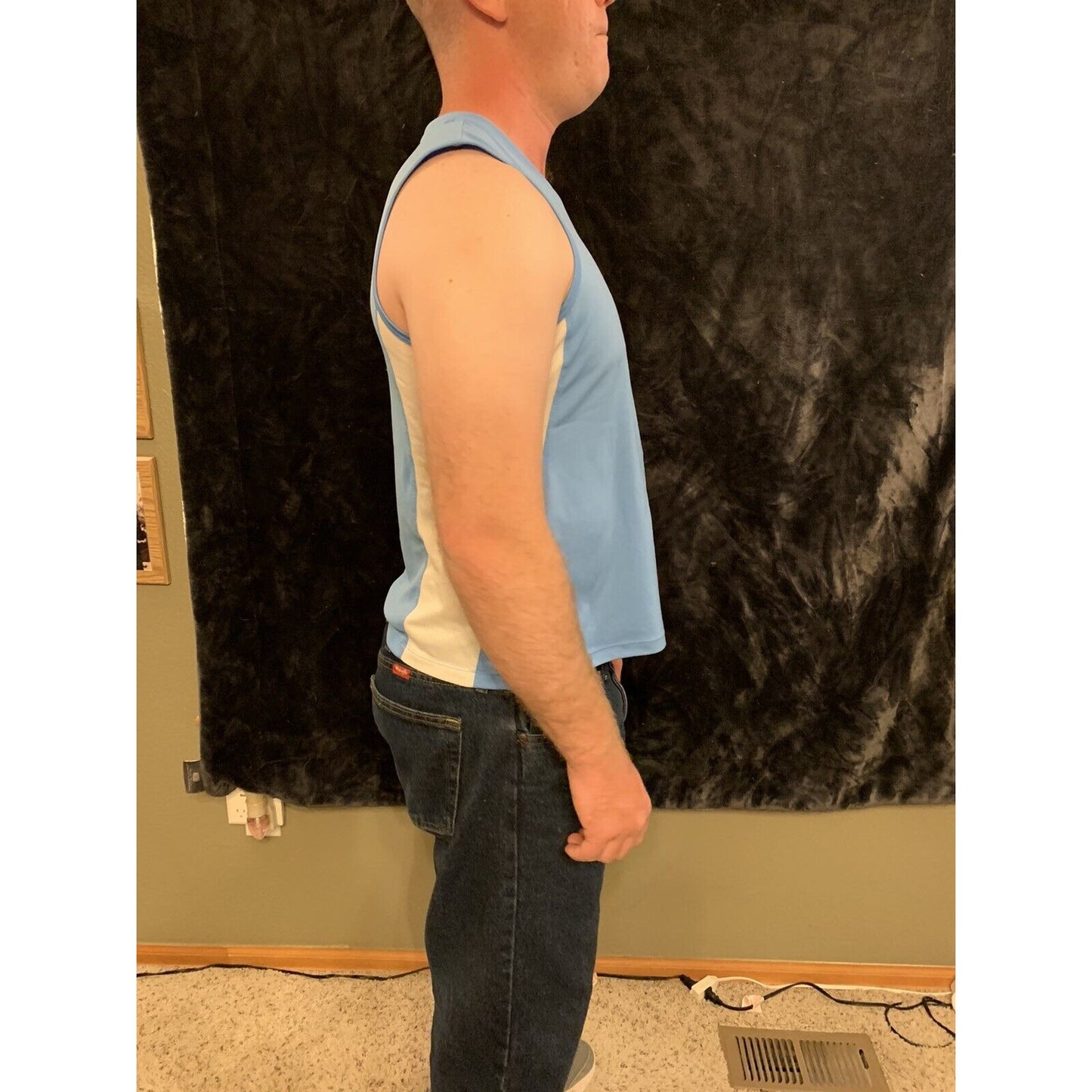 Champion Blue/White Tank Top Singlet Running Workout Mens Activewear XL