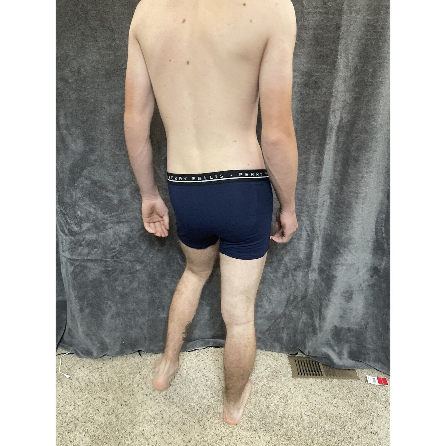 men's Medium perry ellis dark blue compression boxer brief 5% spandex