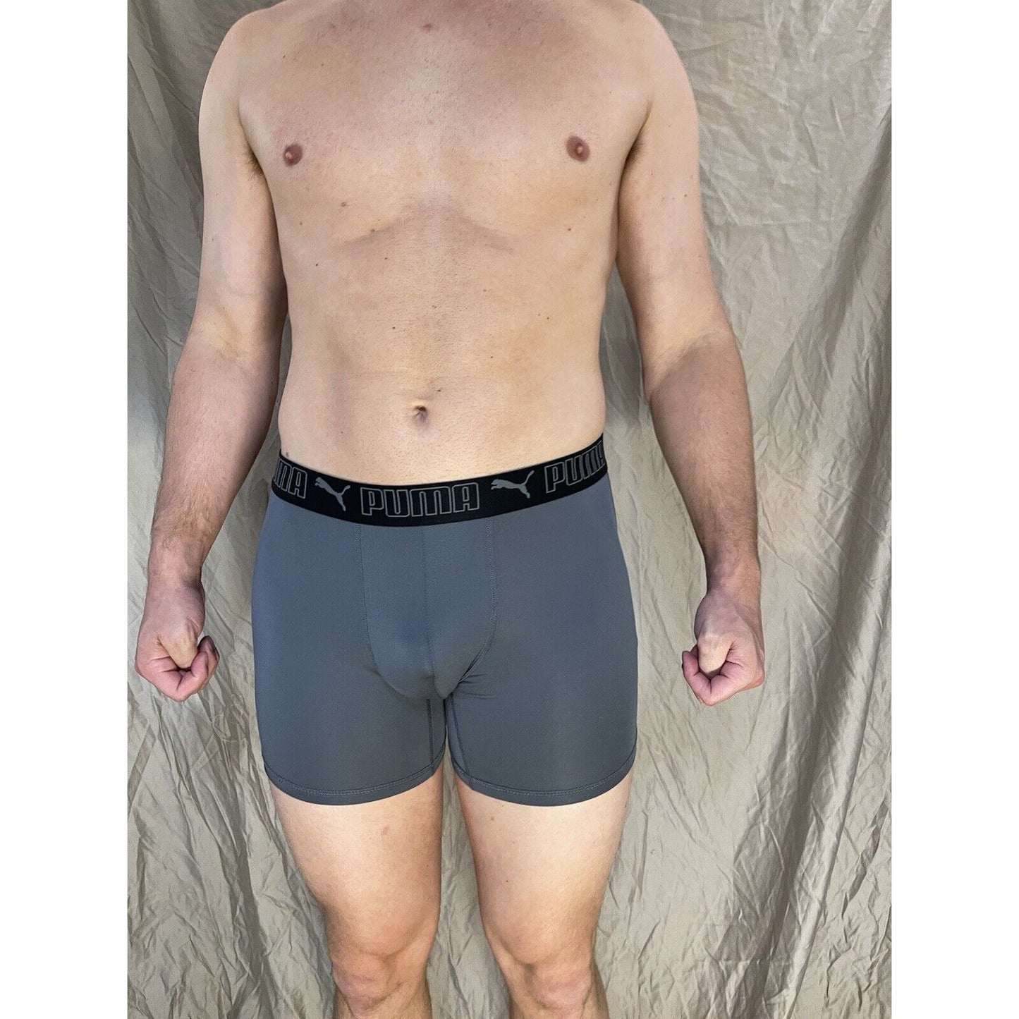 men's puma dark band gray medium compression boxer briefs