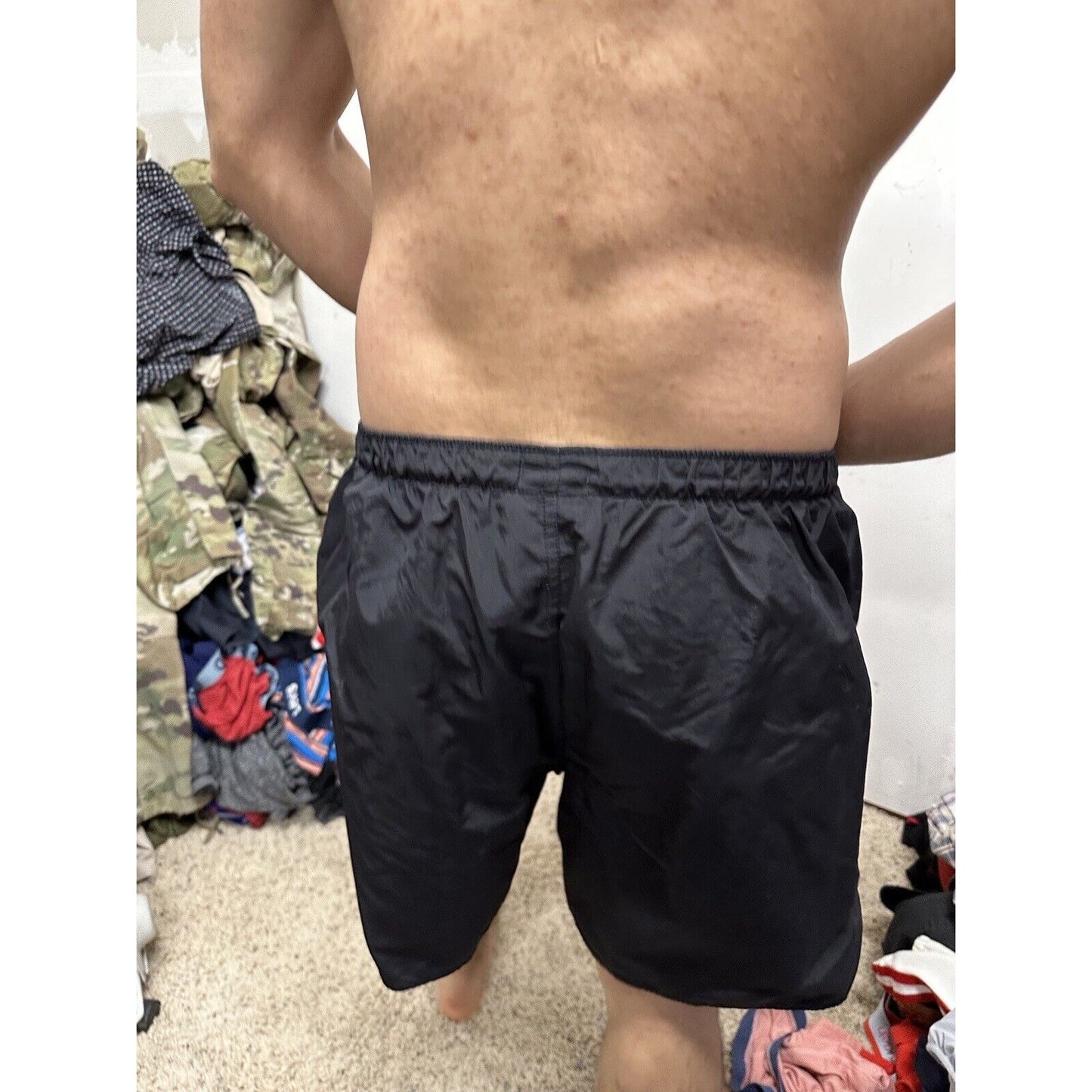 Men’s Army PT Shorts Vintage Black With Silver Reflective Logo Uniform Multi