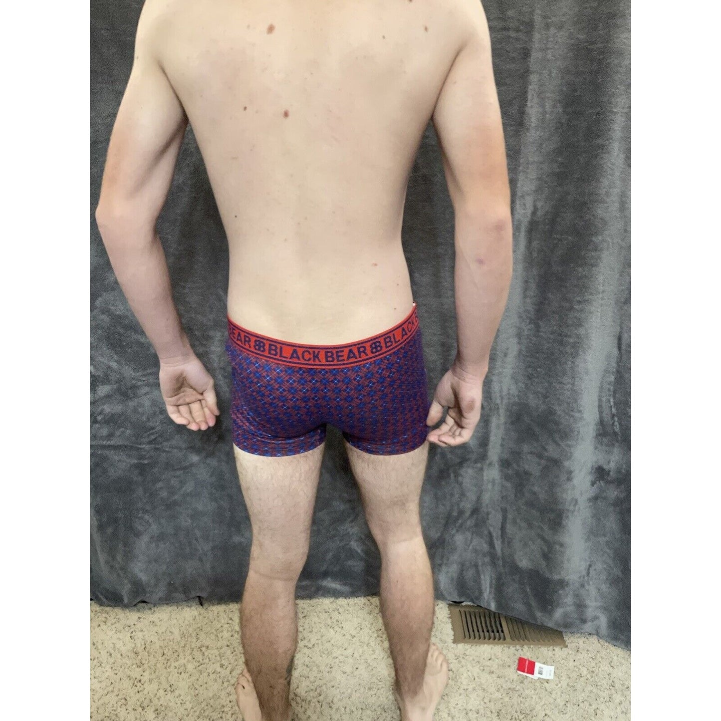 men's medium athletic trunk style black bear boxer brief Red And Blue Plaid
