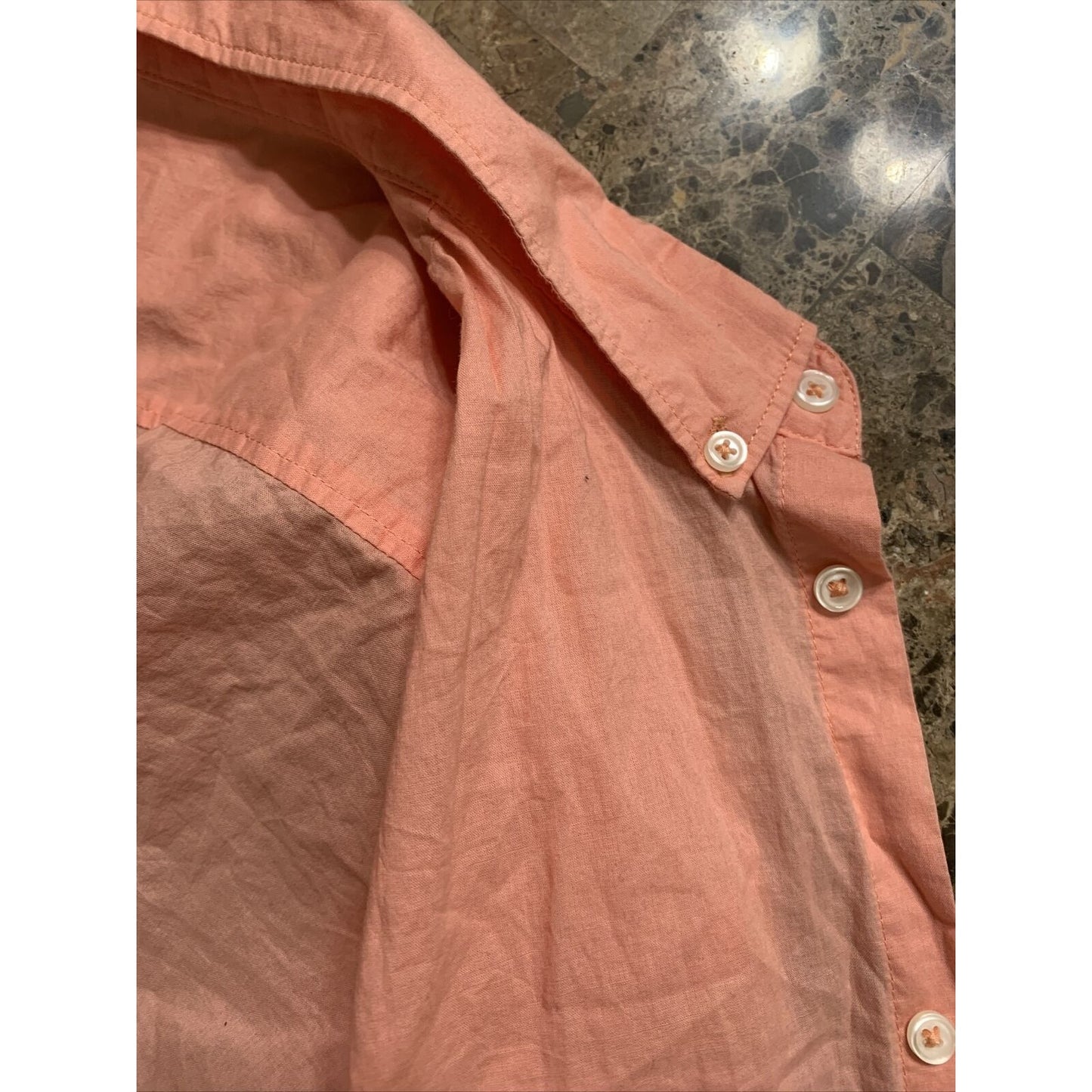 H&M Men Short Sleeve Button Shirt Casual Top Size Medium Regular Fit - Salmon