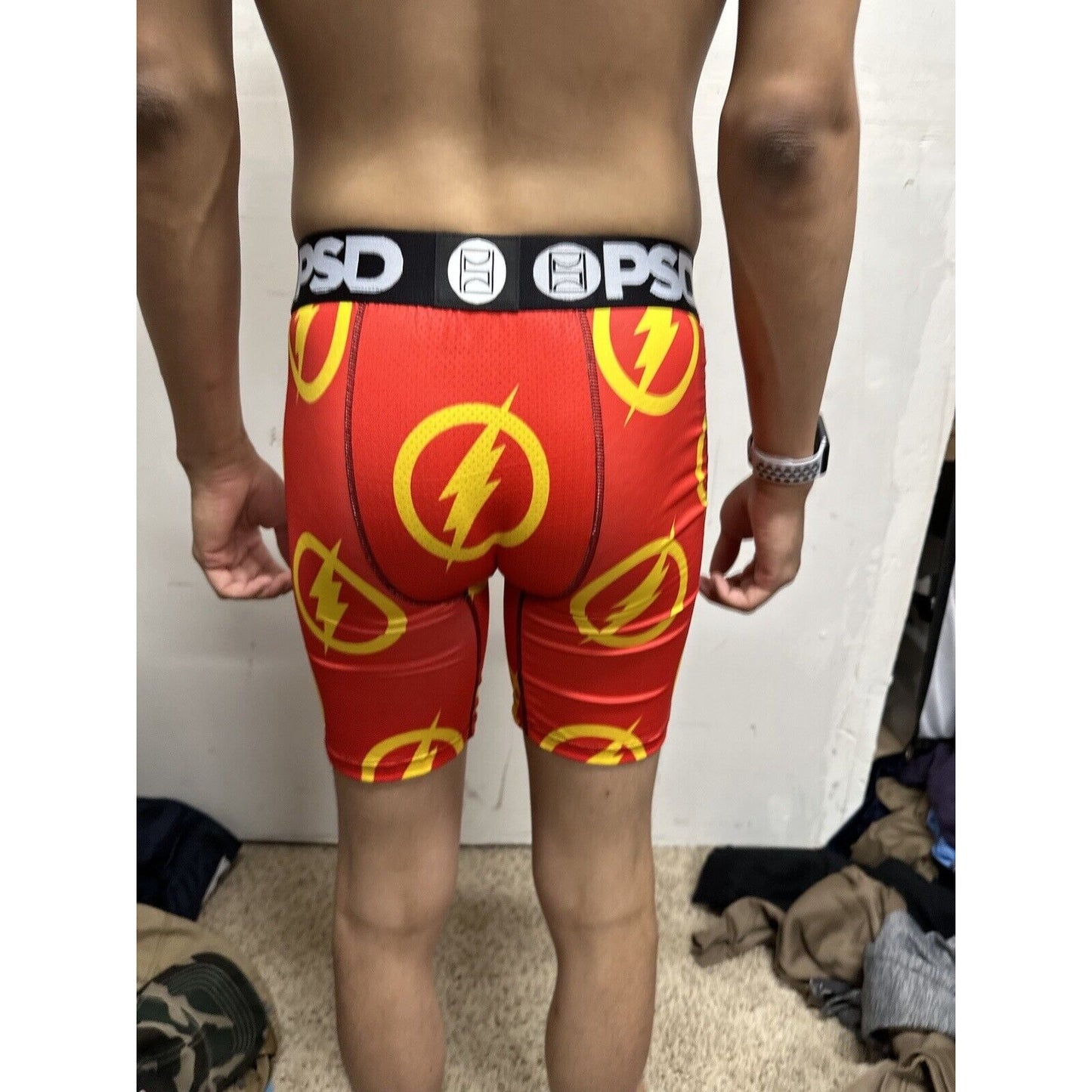 Men’s PSD Small Boxer Briefs Red Orange Flash Design