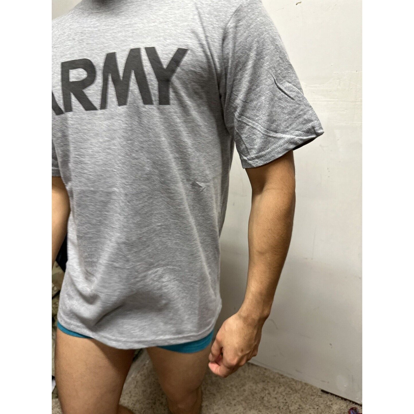 Men’s Soffe Small Dri Release Gray Army Pt Uniform Short Short Sleeve