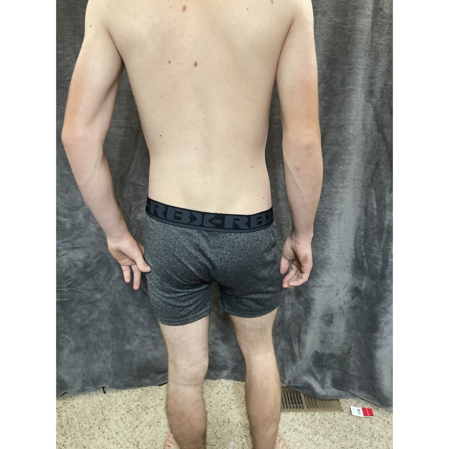 men's rbx Gray black Band large 10% spandex compression boxer briefs