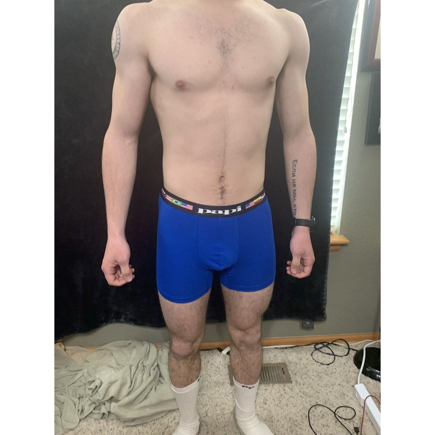 Men’s Papi Medium Boxer Briefs Royal Blue International 5% Spandex