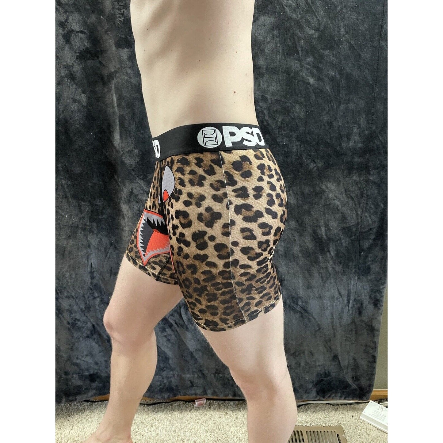 Men’s PSD Cheetah Pattern Angry Face Boxer Briefs Large