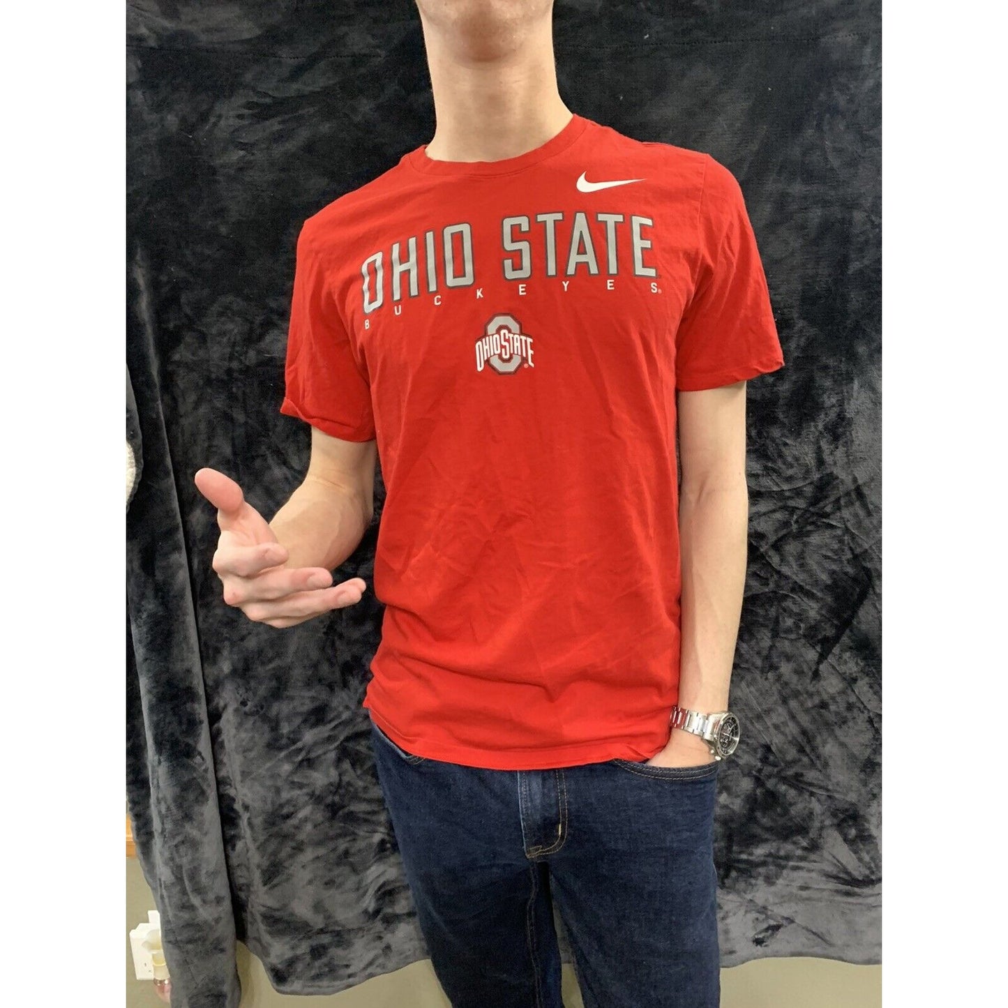 Nike " The Nike Tee " Red/Heather Red Ohio State Buckeyes Short Sleeve Mens LG