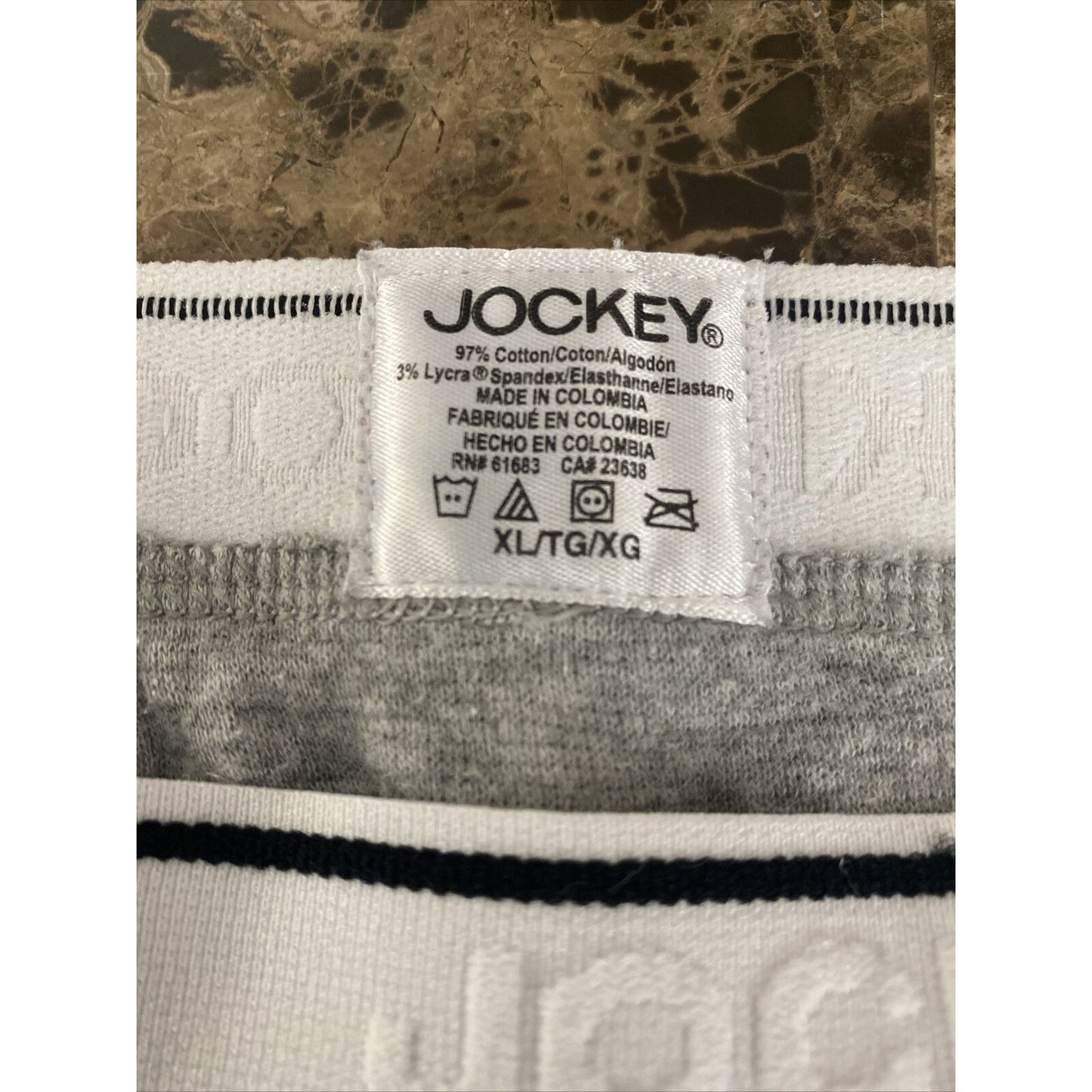 Jockey Men’s XL Light Gray White Band Cotton Stretch Boxer Briefs Underwear NEW