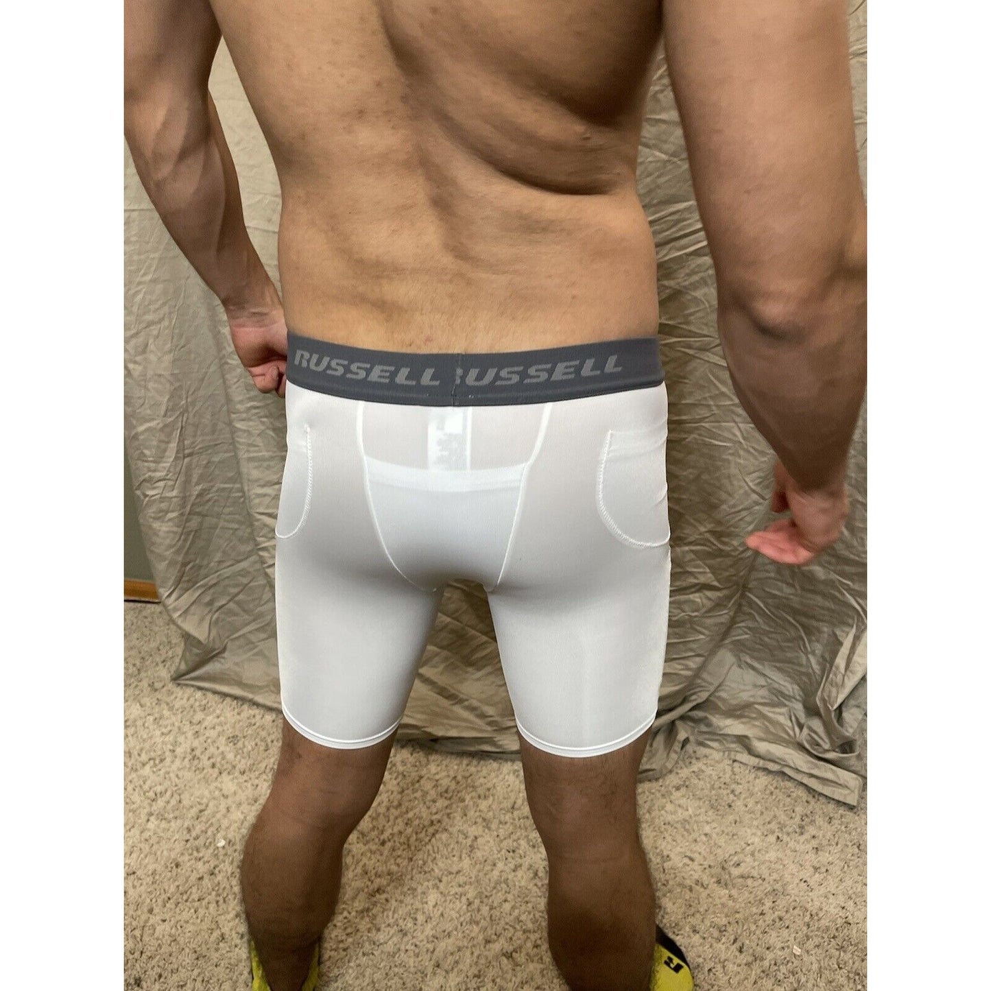 Boy's Youth Large White Russell Exterior 5 pocket girdle football compression