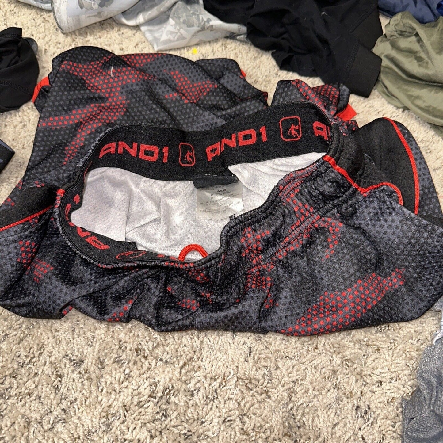 Men’s Black And Red AND1 Athletic Shorts With Pockets