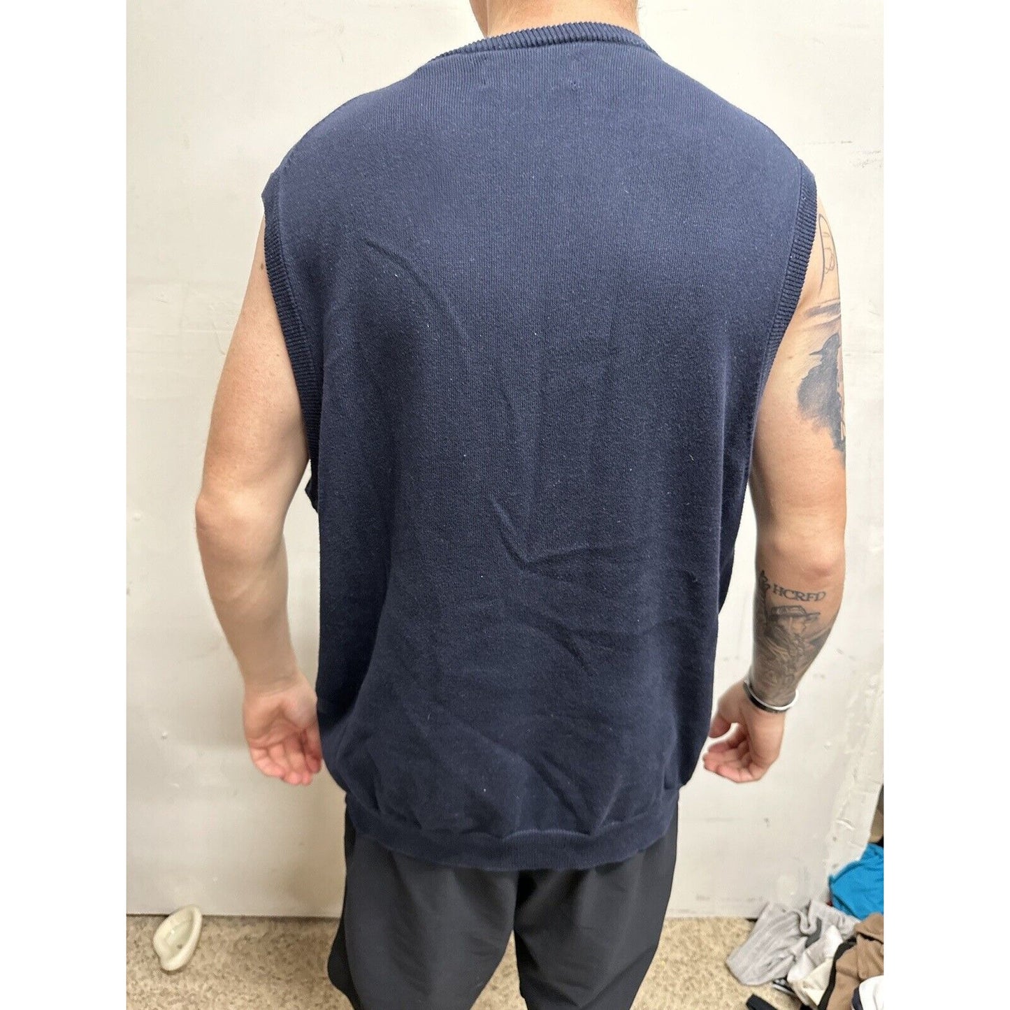 Men’s Dark Blue Sleeveless Medium Sweater Vest
