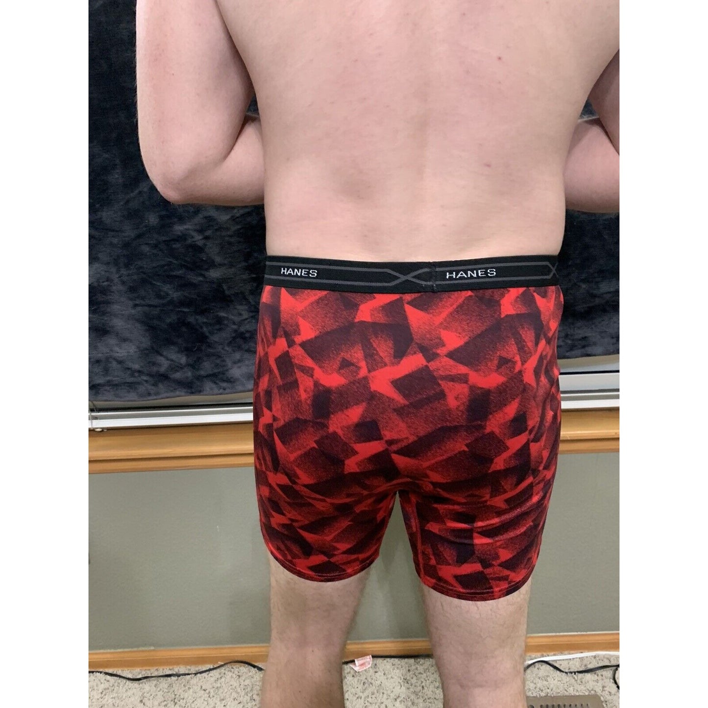 Hanes Men's X-Temp Comfort Cool Boxer Briefs, Red/Black Moisture Wicking Large